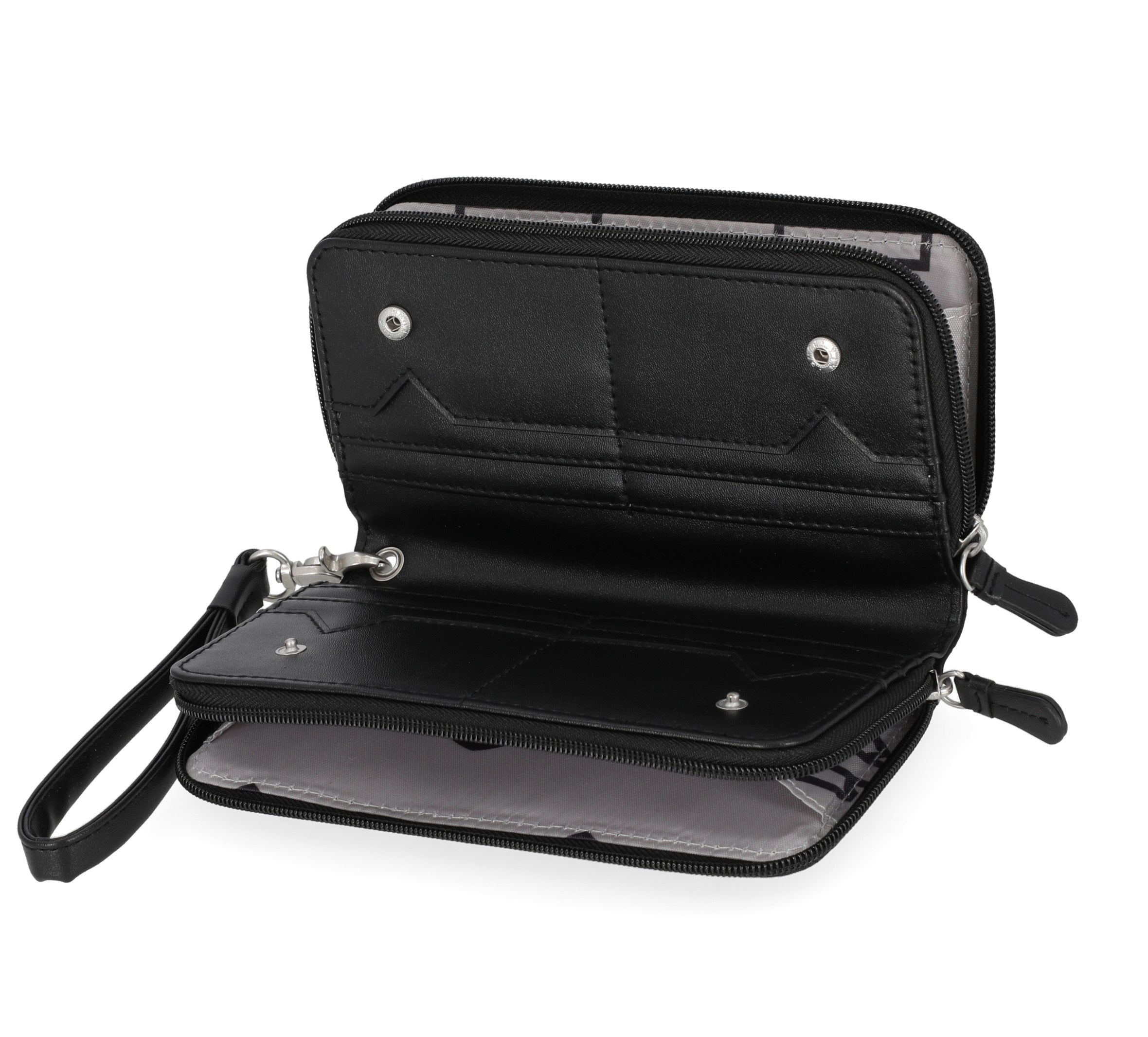 Croco Bar & Shield Zip Around Wristlet