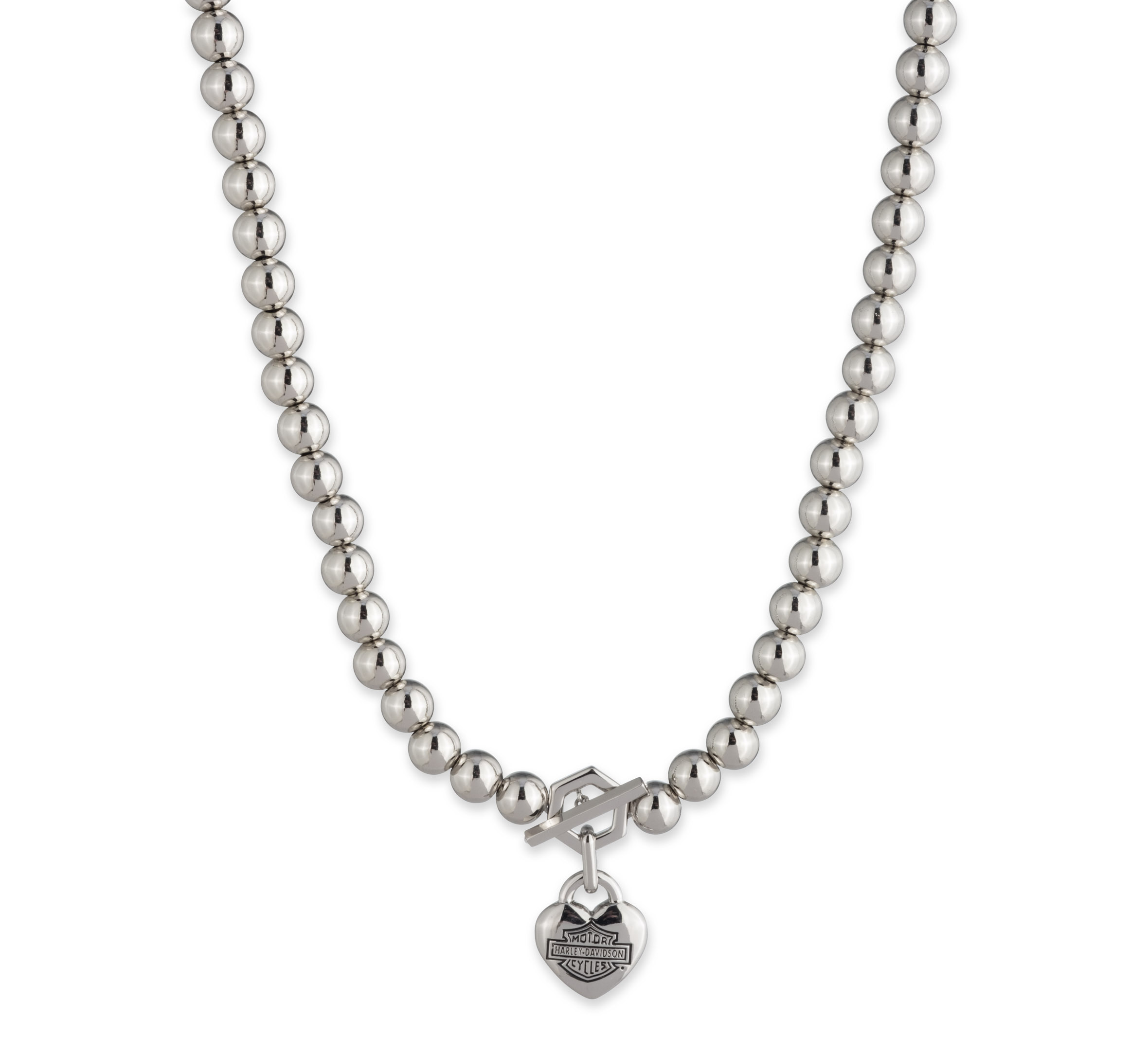 Collier en perles à loquet en forme de cœur Bar & Shield de 16 po pour femmes