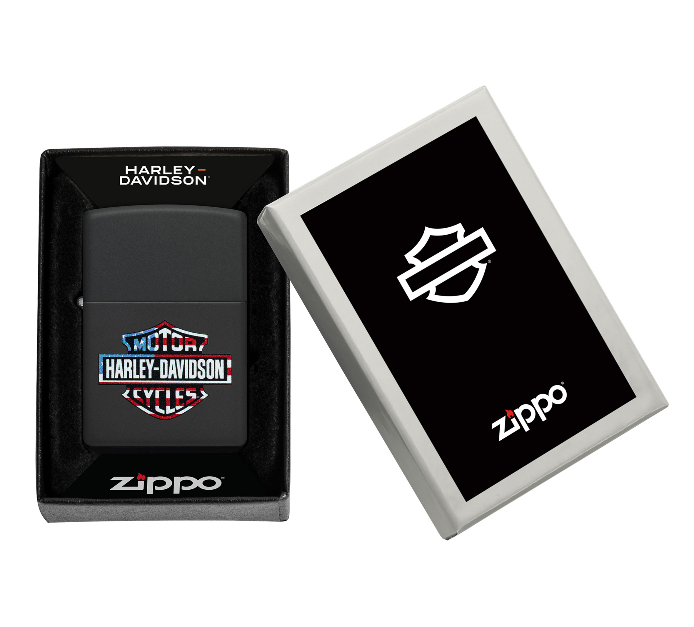 Zippo Harley-Davidson Flag Logo Design Black Matte Windproof Lighter