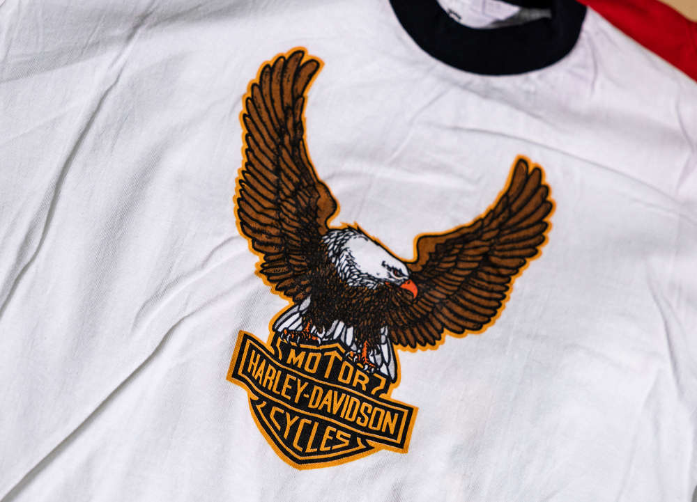 Harley-Davidson T-shirt featuring the iconic eagle perched above the Bar & Shield logo