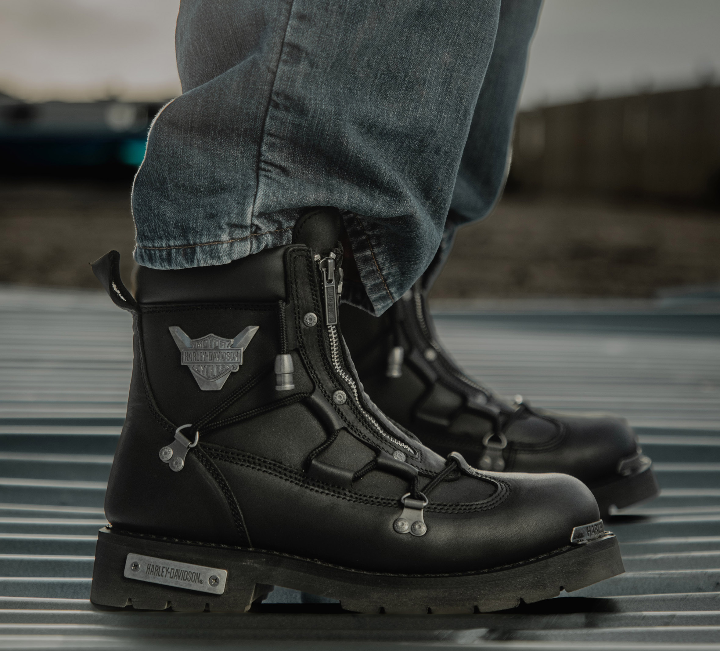Men's Brake Light Leather Riding Boots