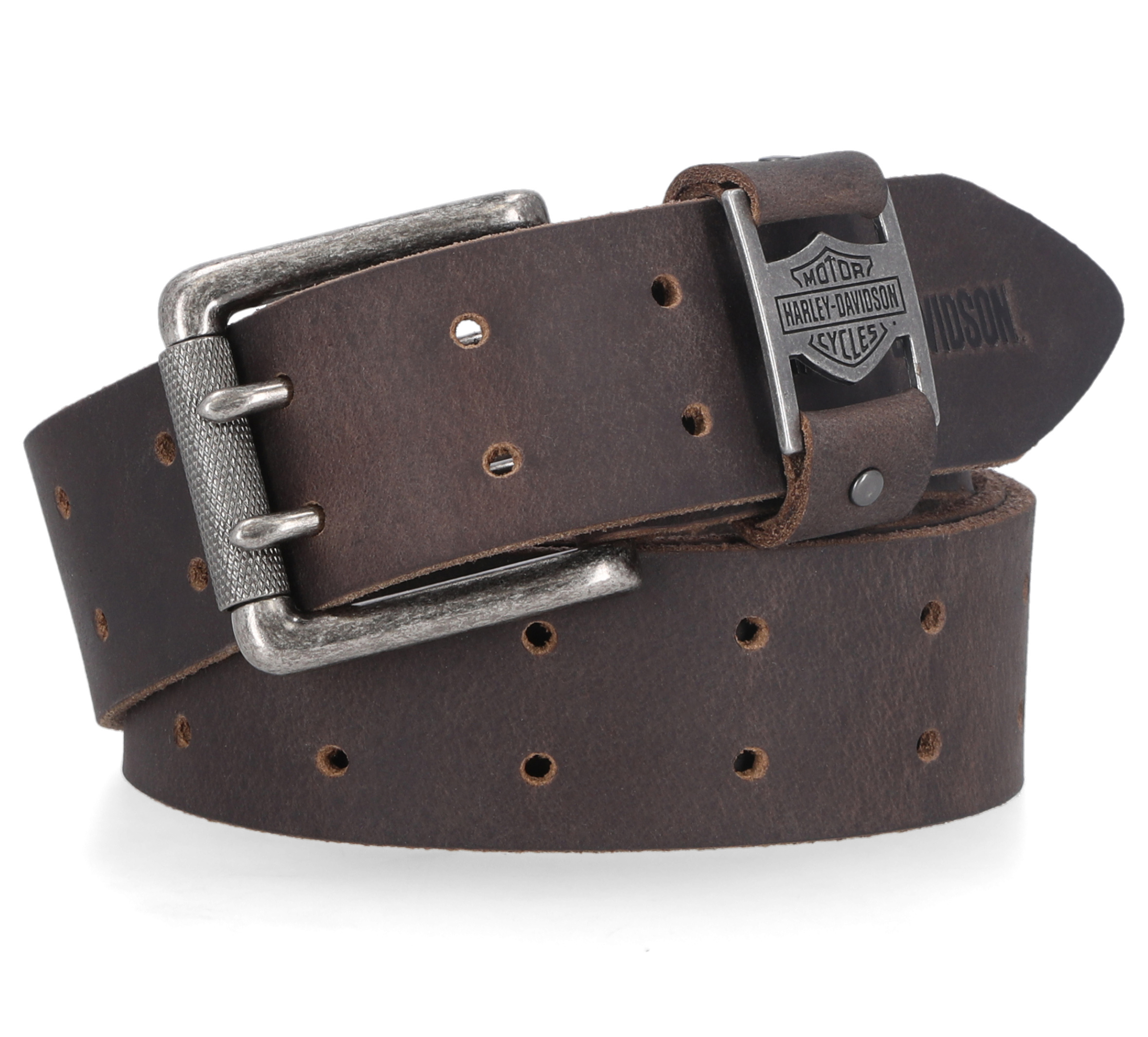 Metal Keeper Double Prong Belt in Grey