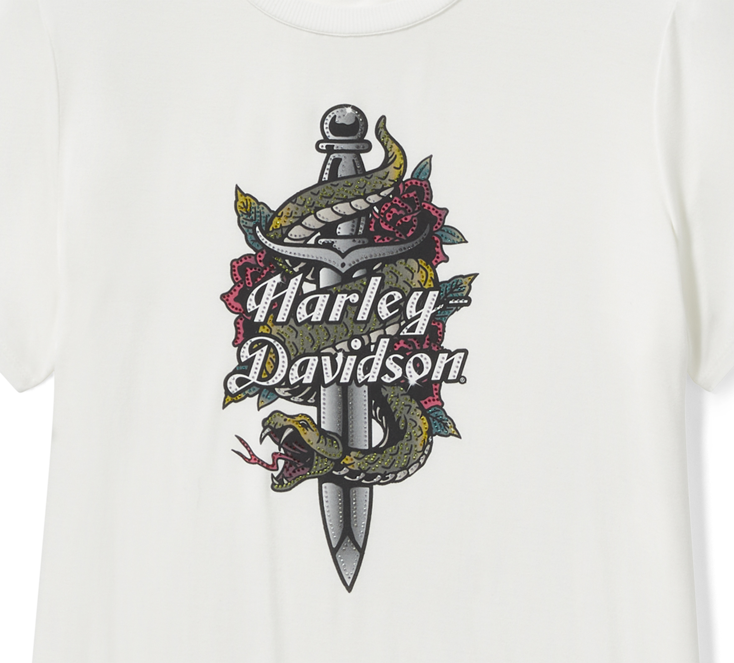 Women's Serpent Rose Bling Crew Neck Tee | Harley-Davidson UK