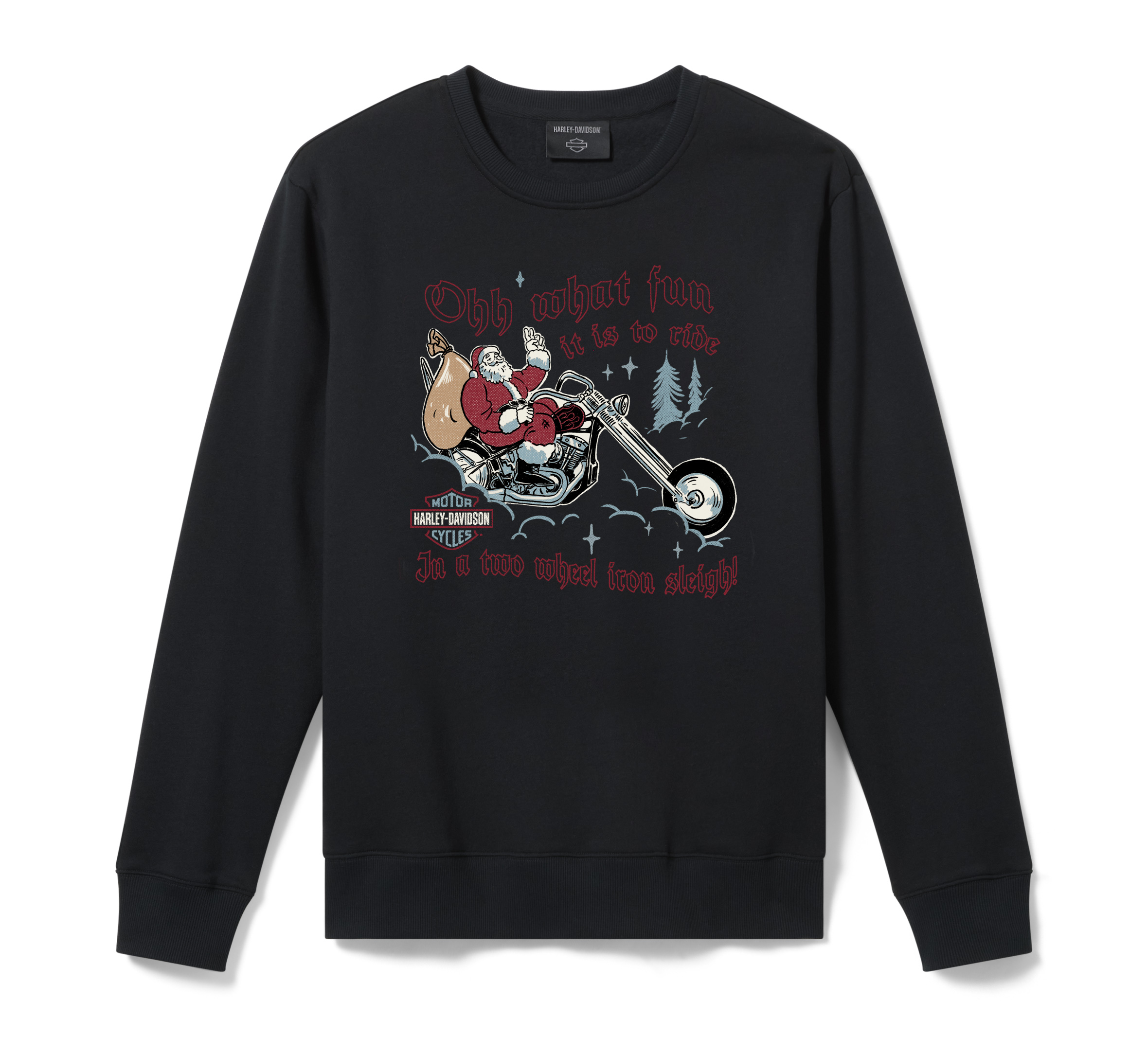 Harley-Davidson 袖サンダー スウェット XL ブラック フェード Men's Harley Santa Fleece Crewneck | Harley-Davidson USA