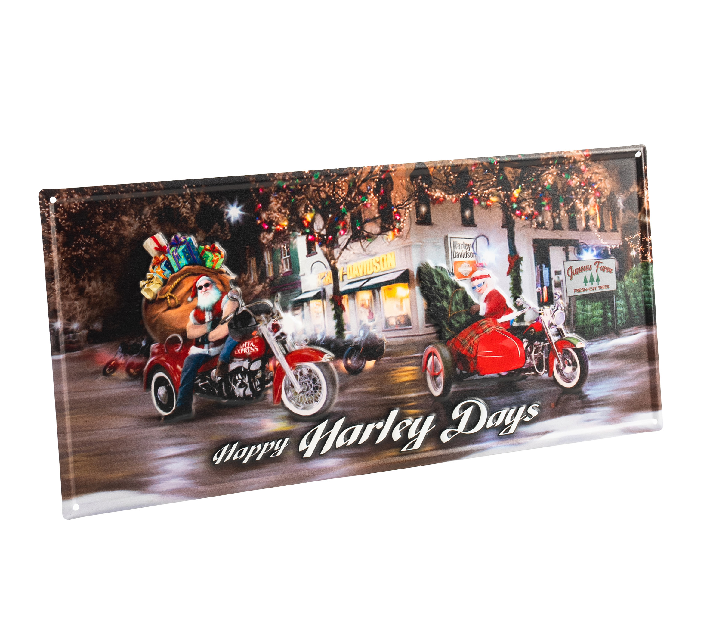 Biker Santa Metal Sign