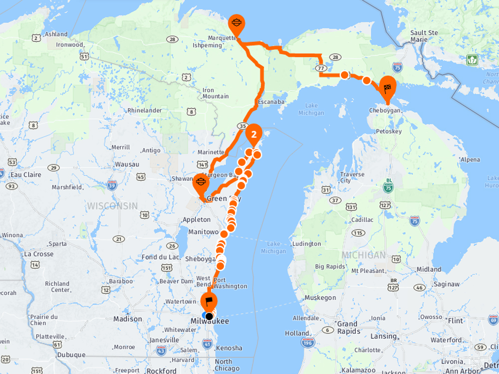Mappa dell’itinerario del “Mighty Mac”