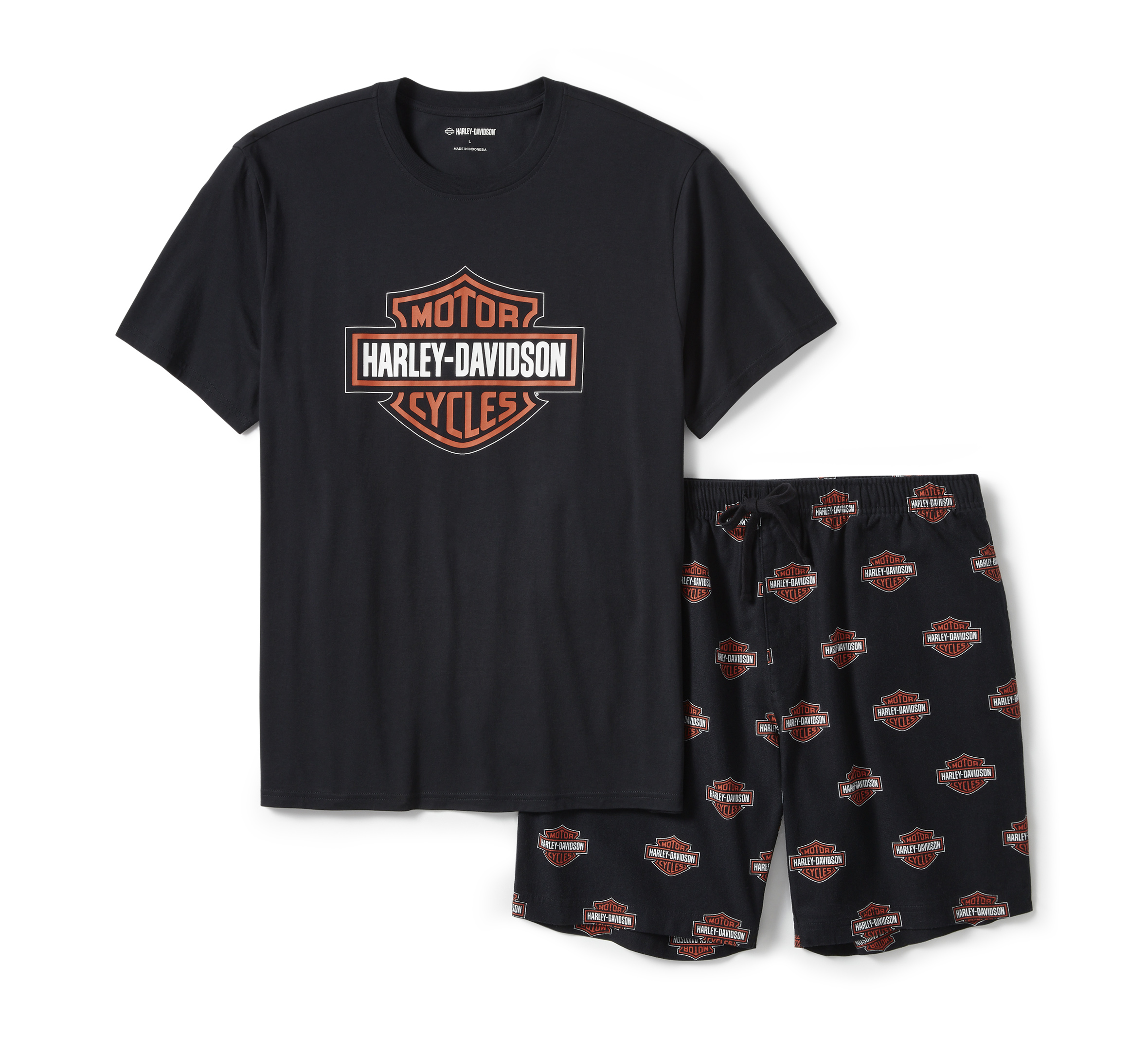Men's Bar & Shield Print Pajama Shorts Set | Harley-Davidson CA