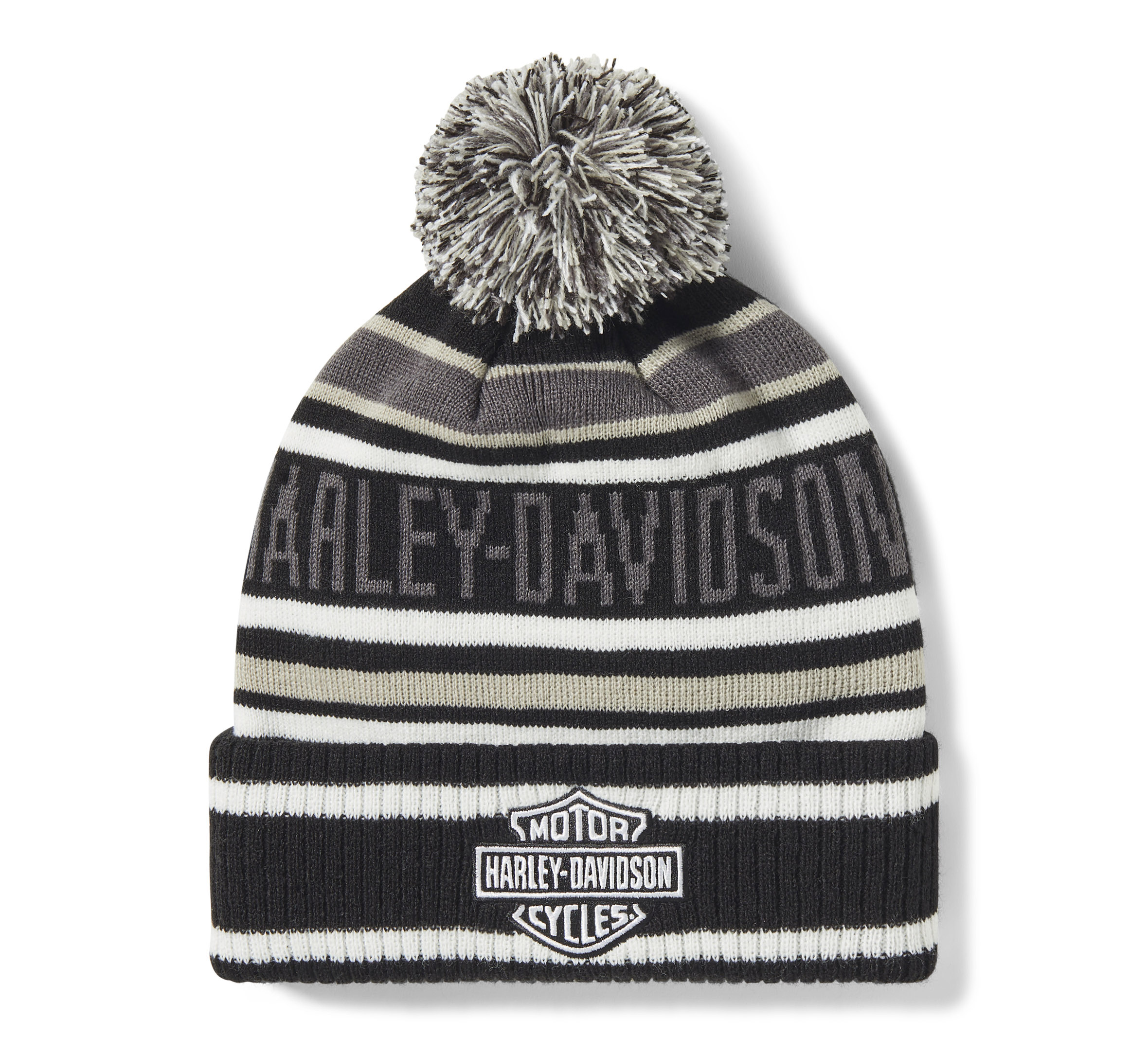 H-D Stripe Pom Beanie