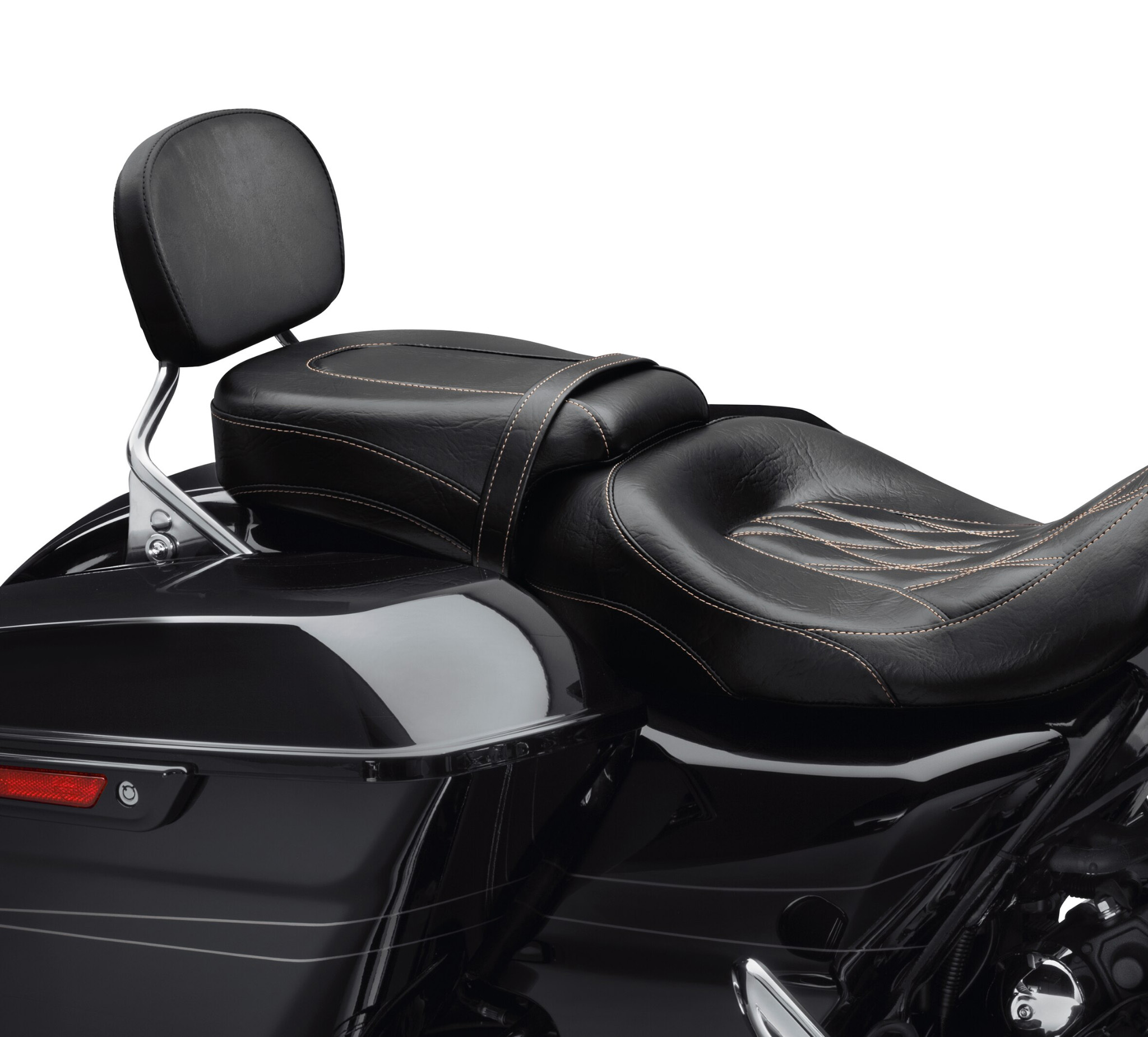 Low-Profile Passenger Pillion – Black Diamond with Toast Stitching