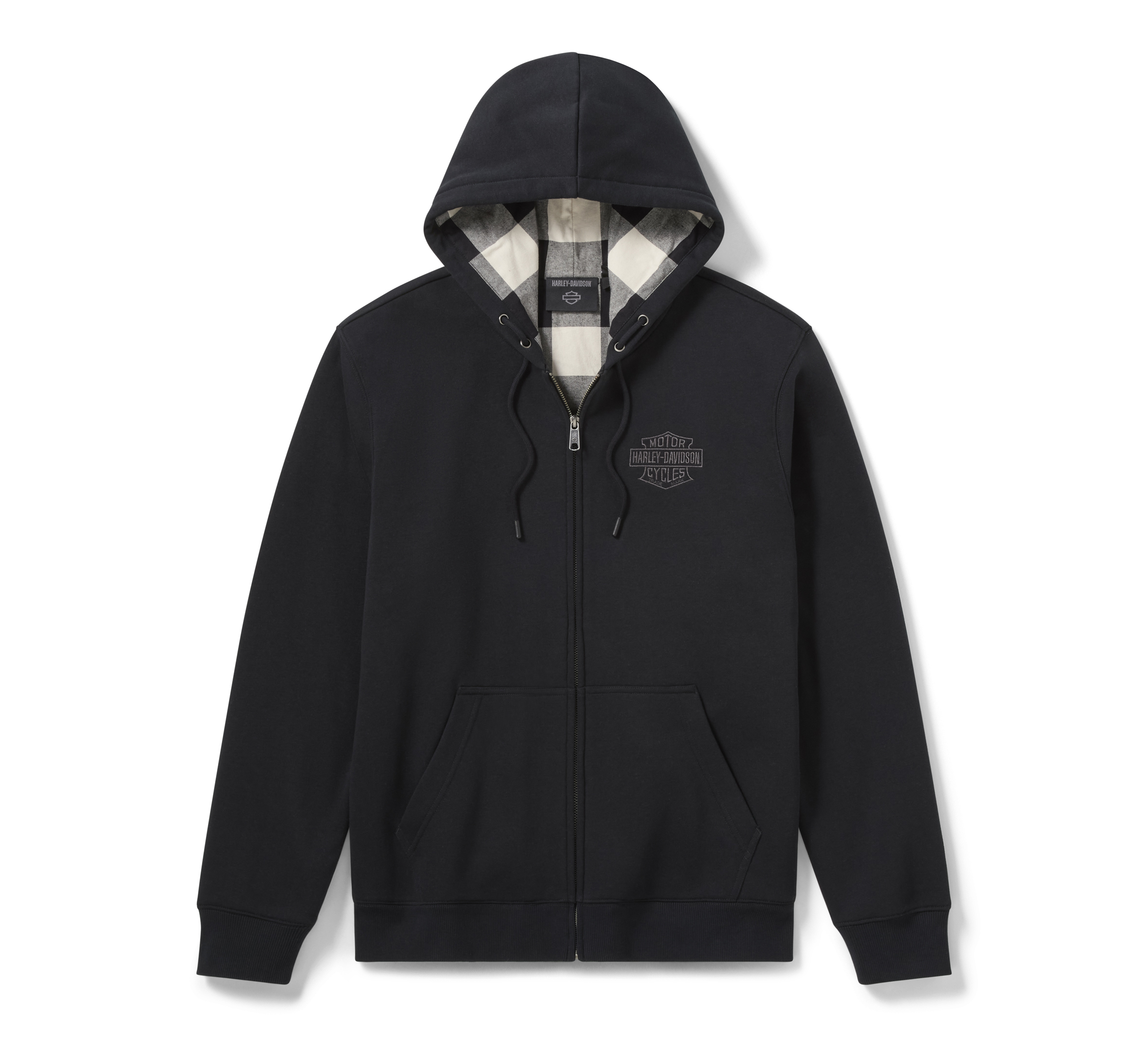 プ*N様 90s Harley H.D.C.正規個体 ハーレー アウター ジャー Men's H-D American Classic Flannel Lined Zip Hoodie - Harley Black
