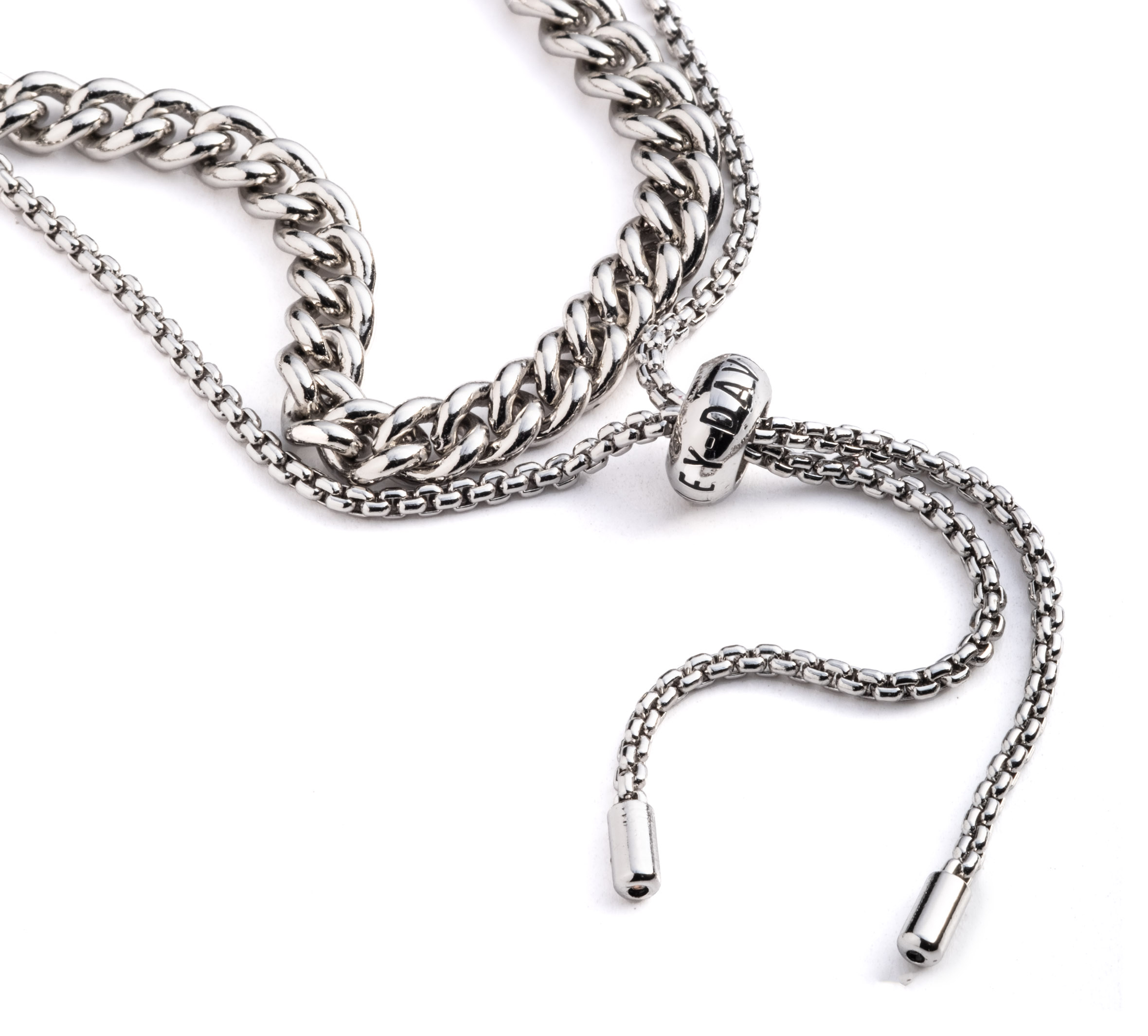 Women's Double Row Triple Charm Adjustable Slider Bracelet