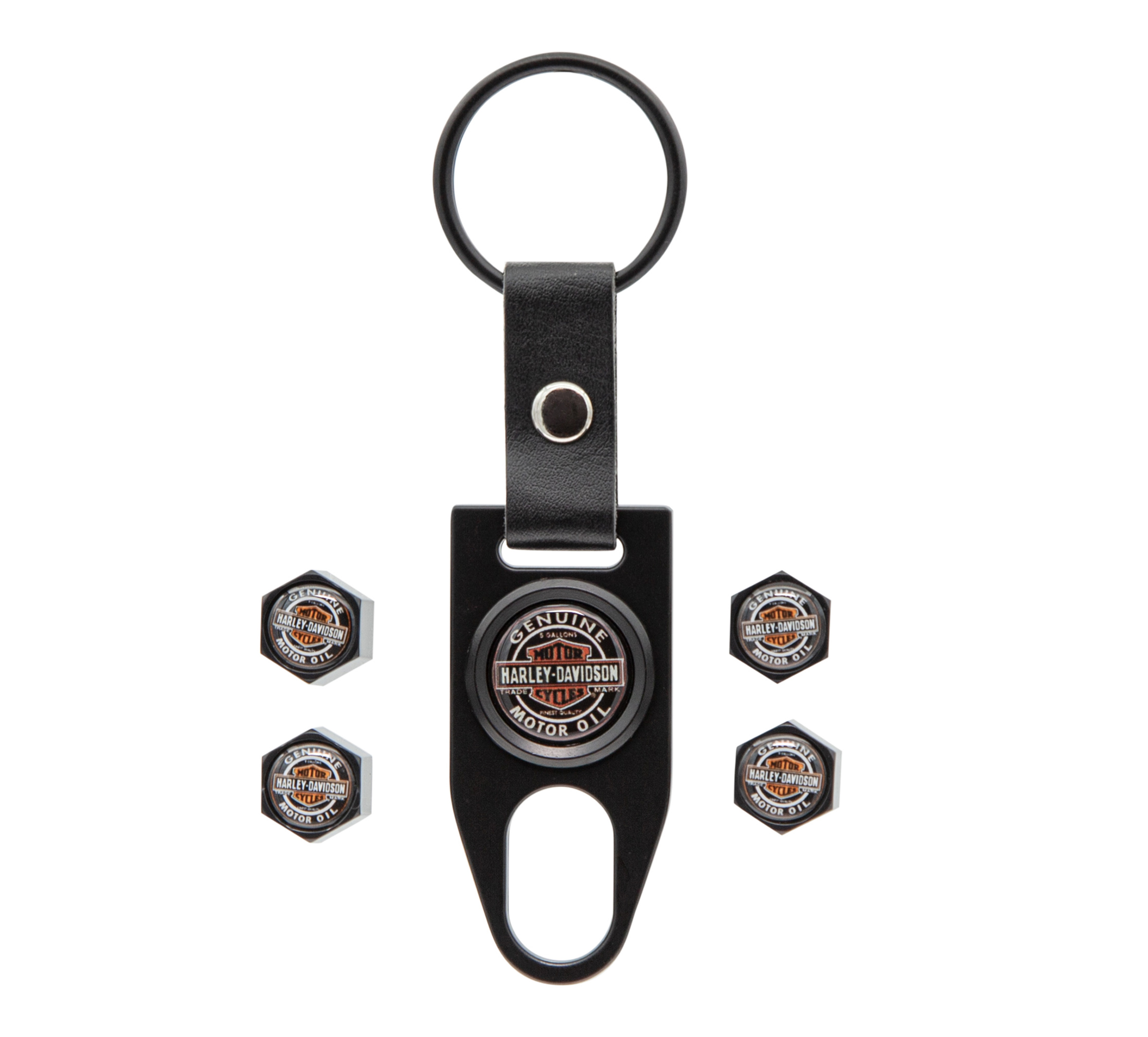Plasticolor Harley-Davidson Willie G Skull Keychain - Braided Black Rope & Chrome, 4545
