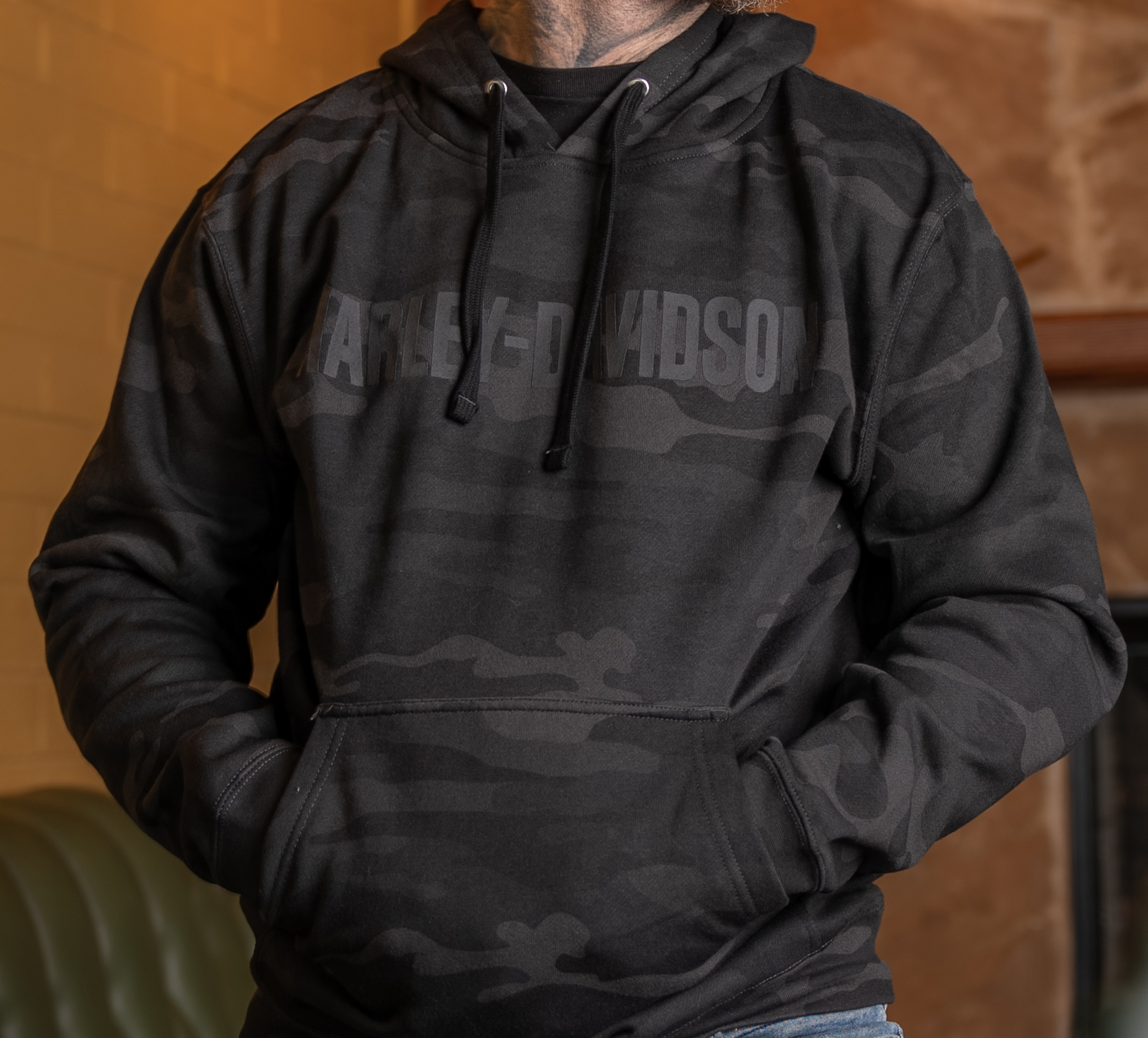 Men's H-D Black Camo Midweight Hoodie