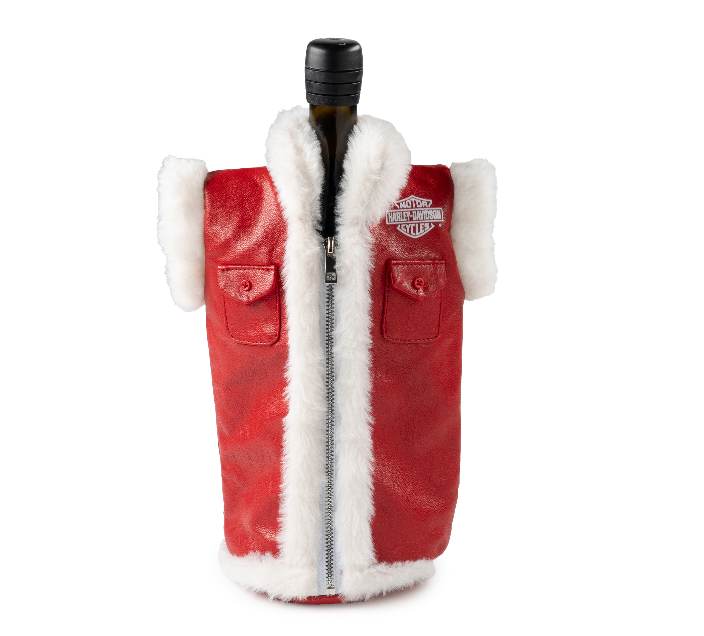 Biker Santa Vest Wine Bottle Cooler