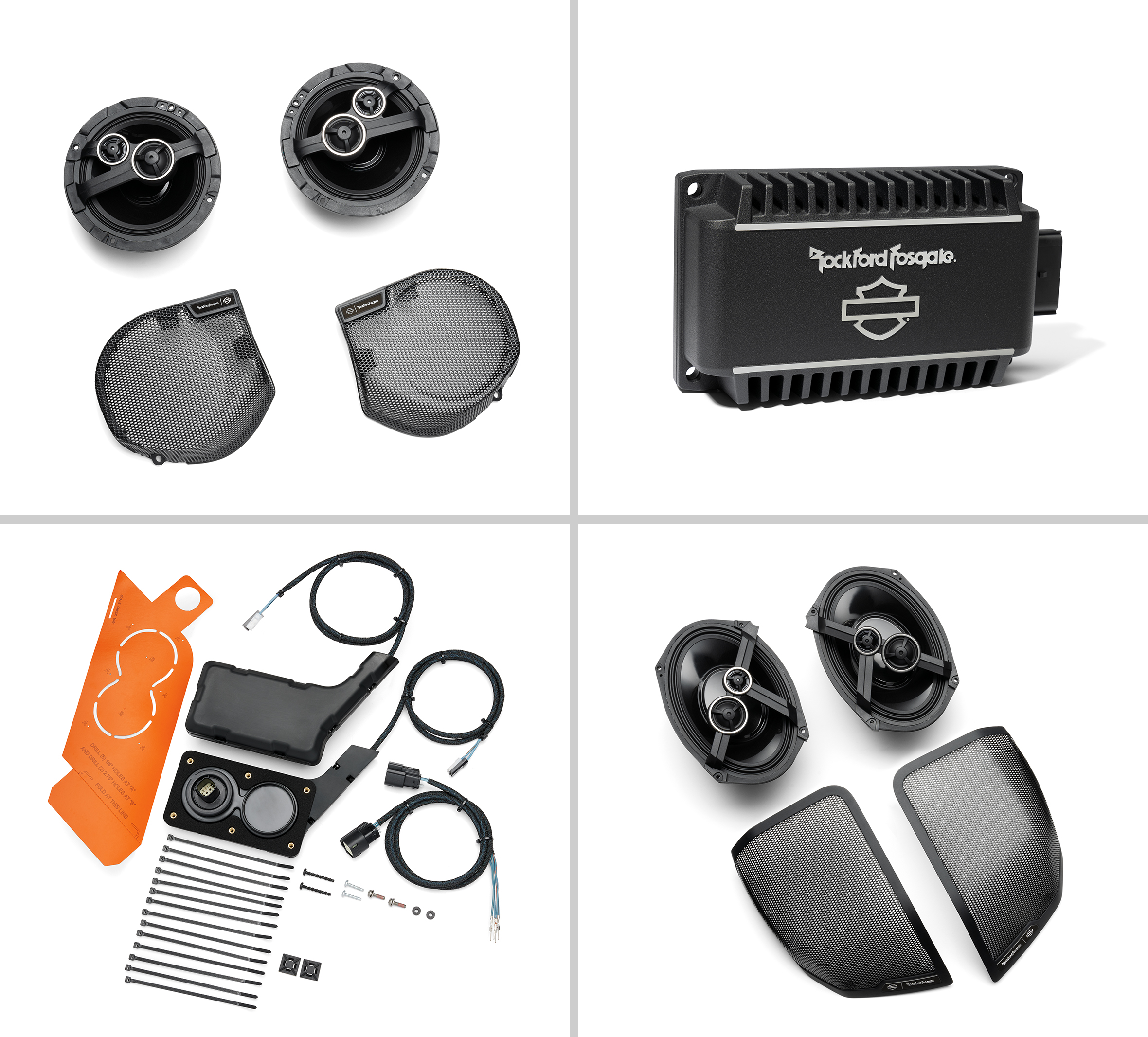 Harley Davidson Audio powered by Rockford Fosgate Stage II+ 4-Speaker Kit Package