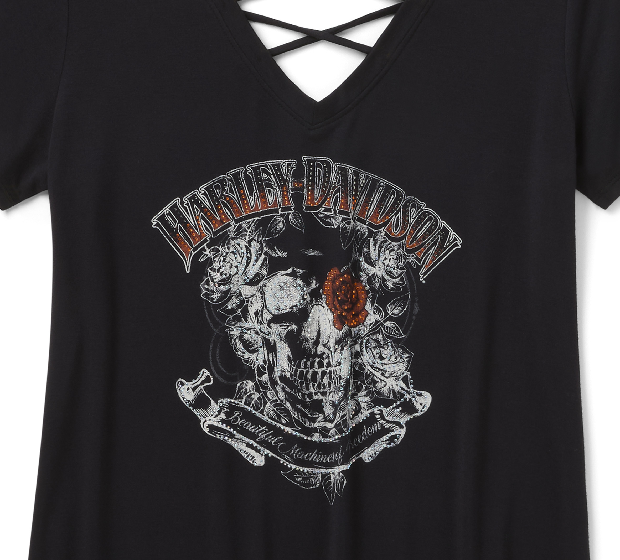 Women's Bling H-D® Afterlife Short Sleeve Laced Back Tee