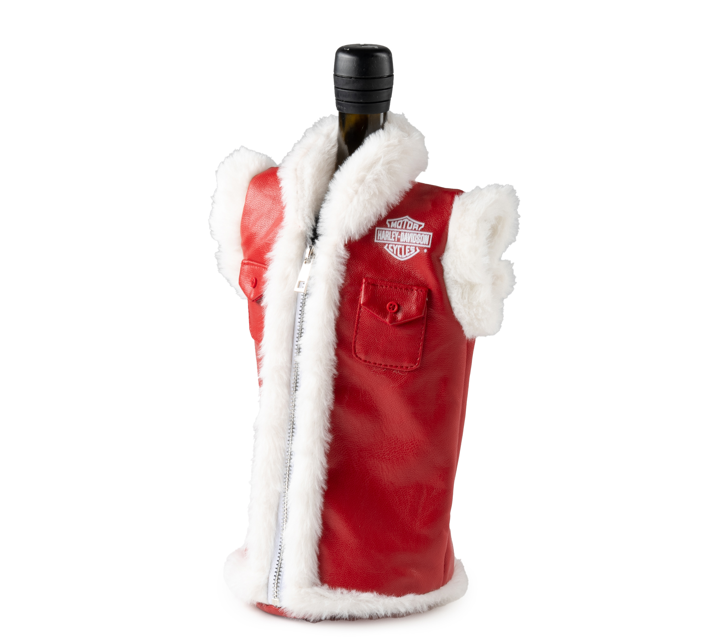 Biker Santa Vest Wine Bottle Cooler