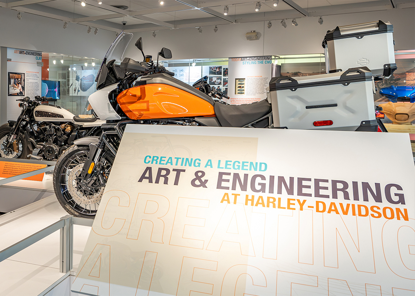 Creating a Legend Art & Engineering exhibit with Harley-Davidson adventure motorcycle display