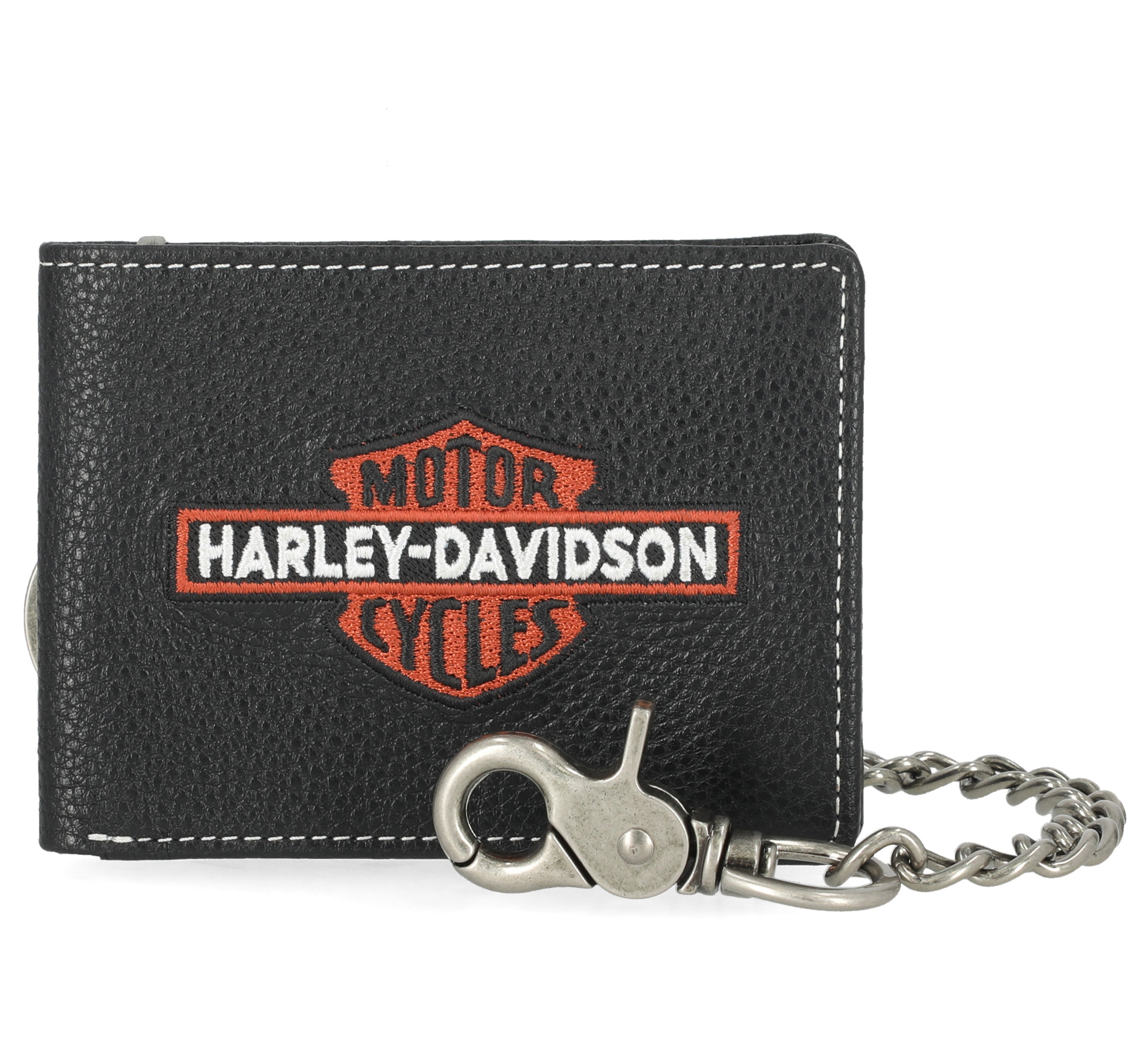 Bar & Shield Embroidered Bifold Wallet with Chain