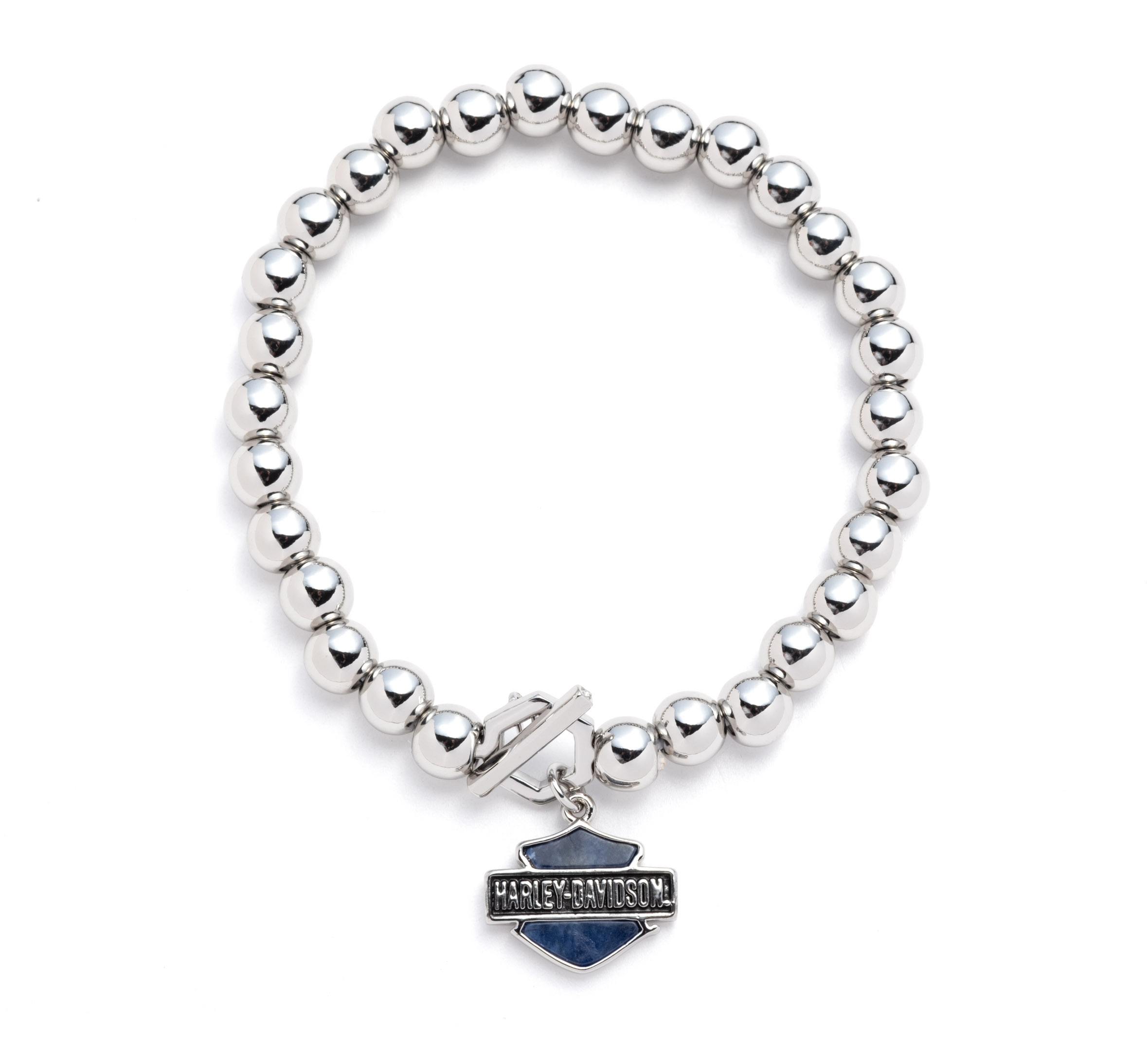 Women's Beaded Bar & Shield Charm Stretch Bracelet