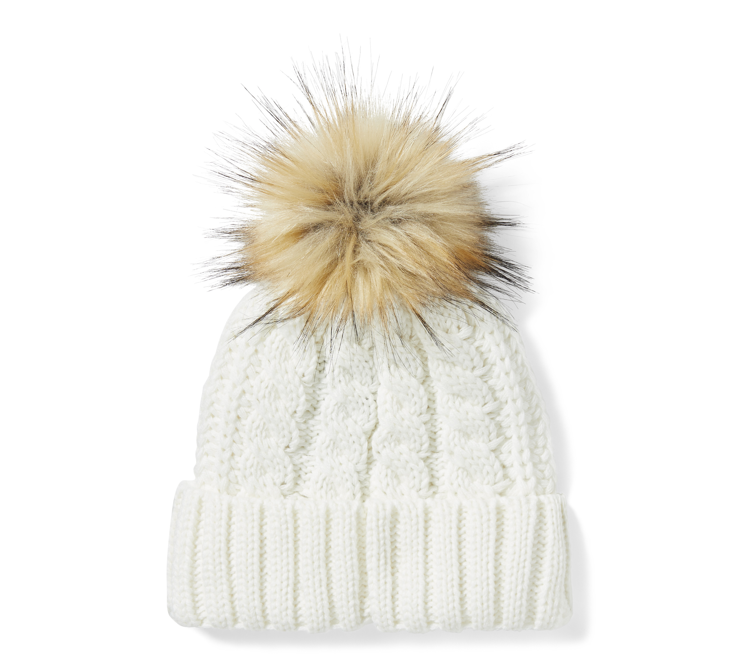 Women's Leather Patch Pom Beanie