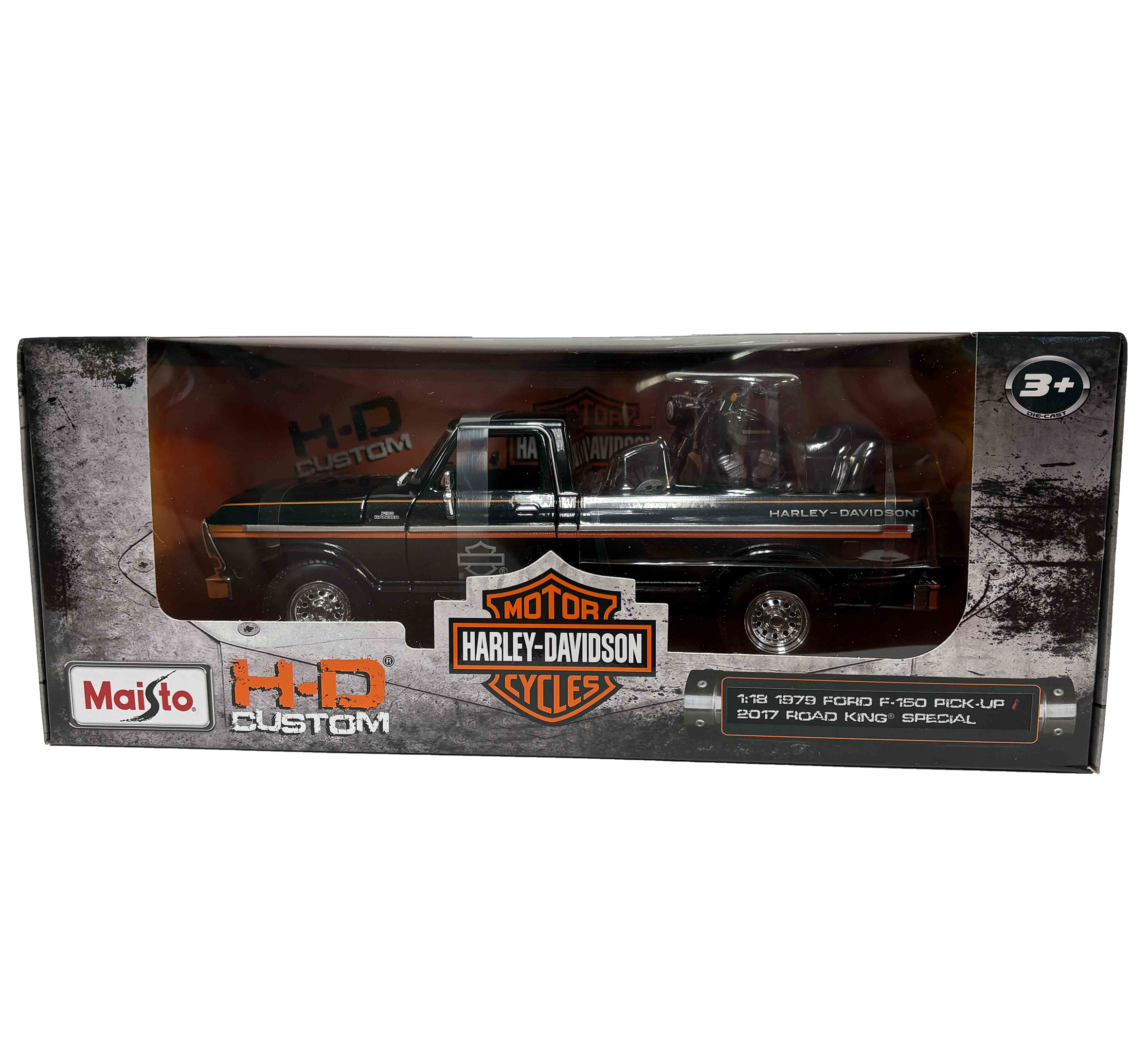 H-D 1:18 Scale Diecast Custom 1979 Ford F-150 Pickup with 2017 Road King Special Set