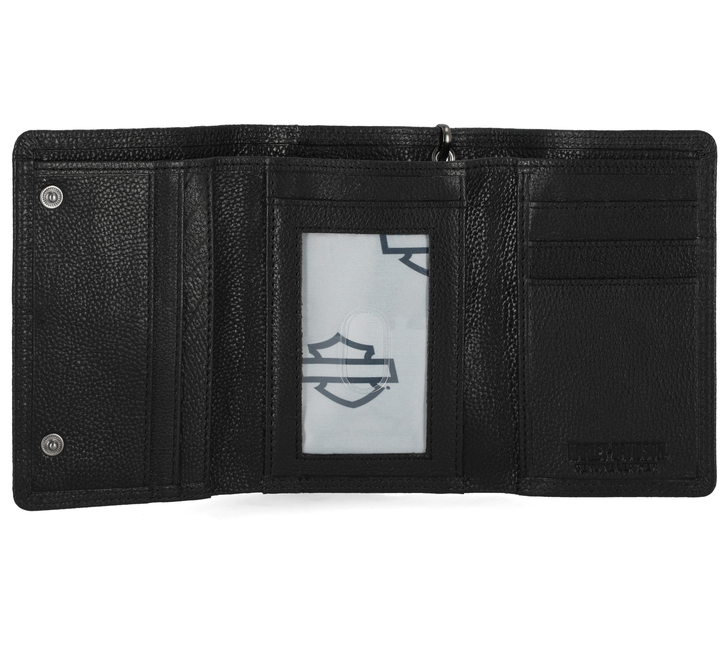 Skull Embossed Trifold Chain Wallet