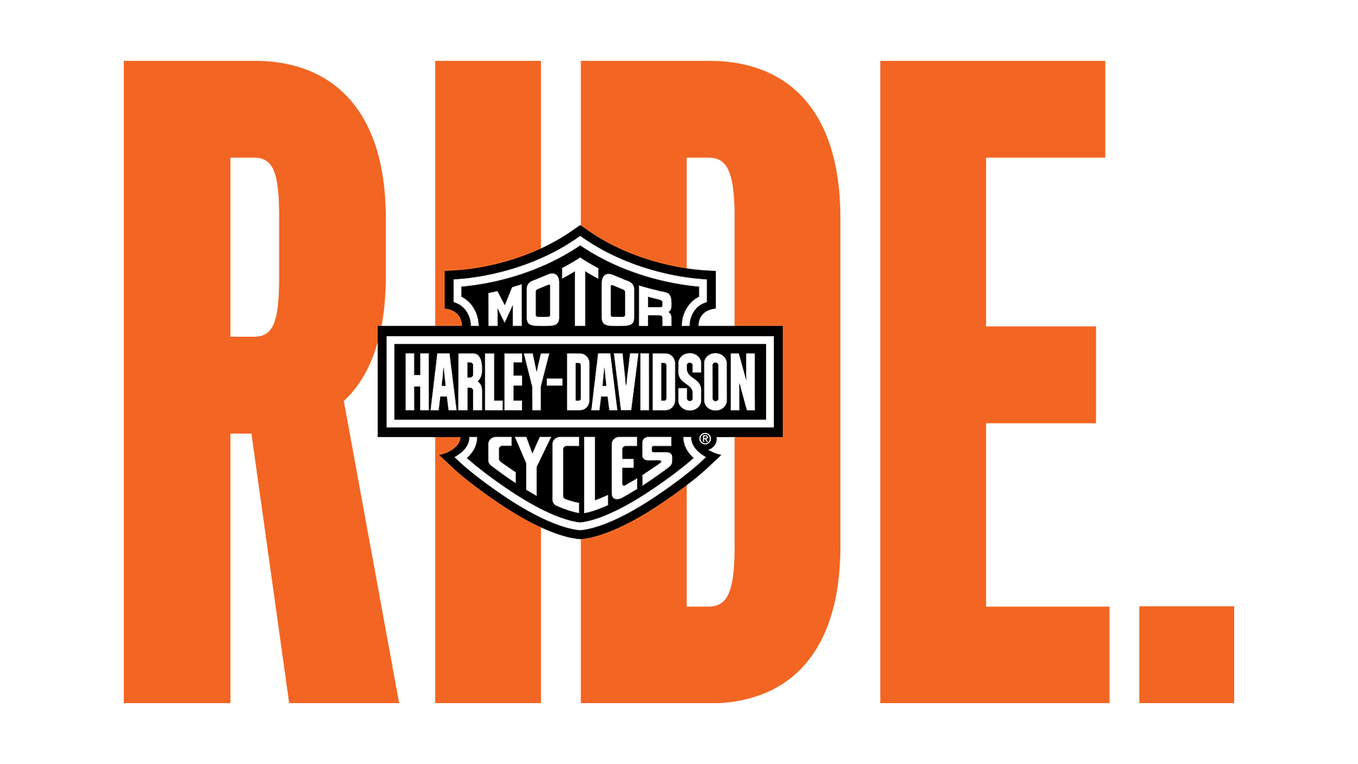 Harley-Davidson logo with the word RIDE as the background