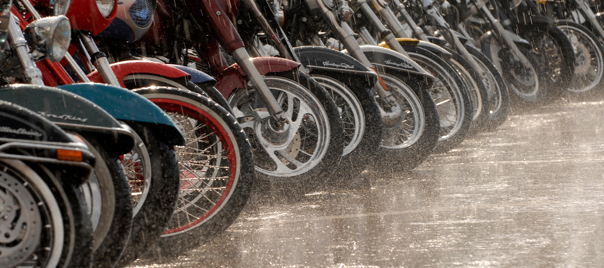 motorcycles in rain