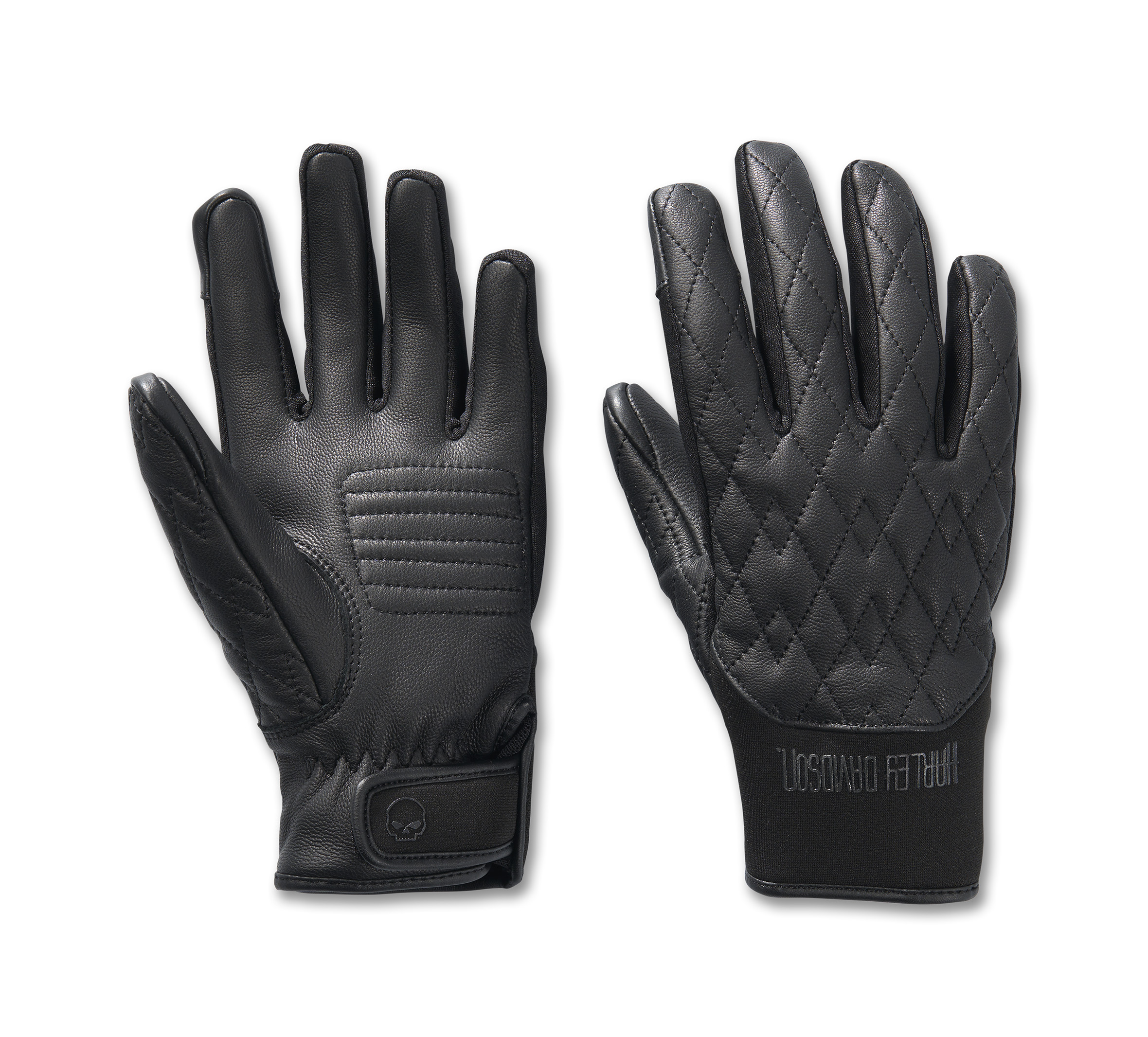 Women's Willie G Skull Graphic Leather Riding Gloves