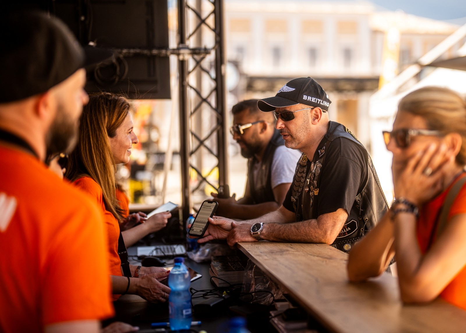Harley-Davidson and H.O.G. teams greeting and assisting attendees at the Senigallia Spring Rally