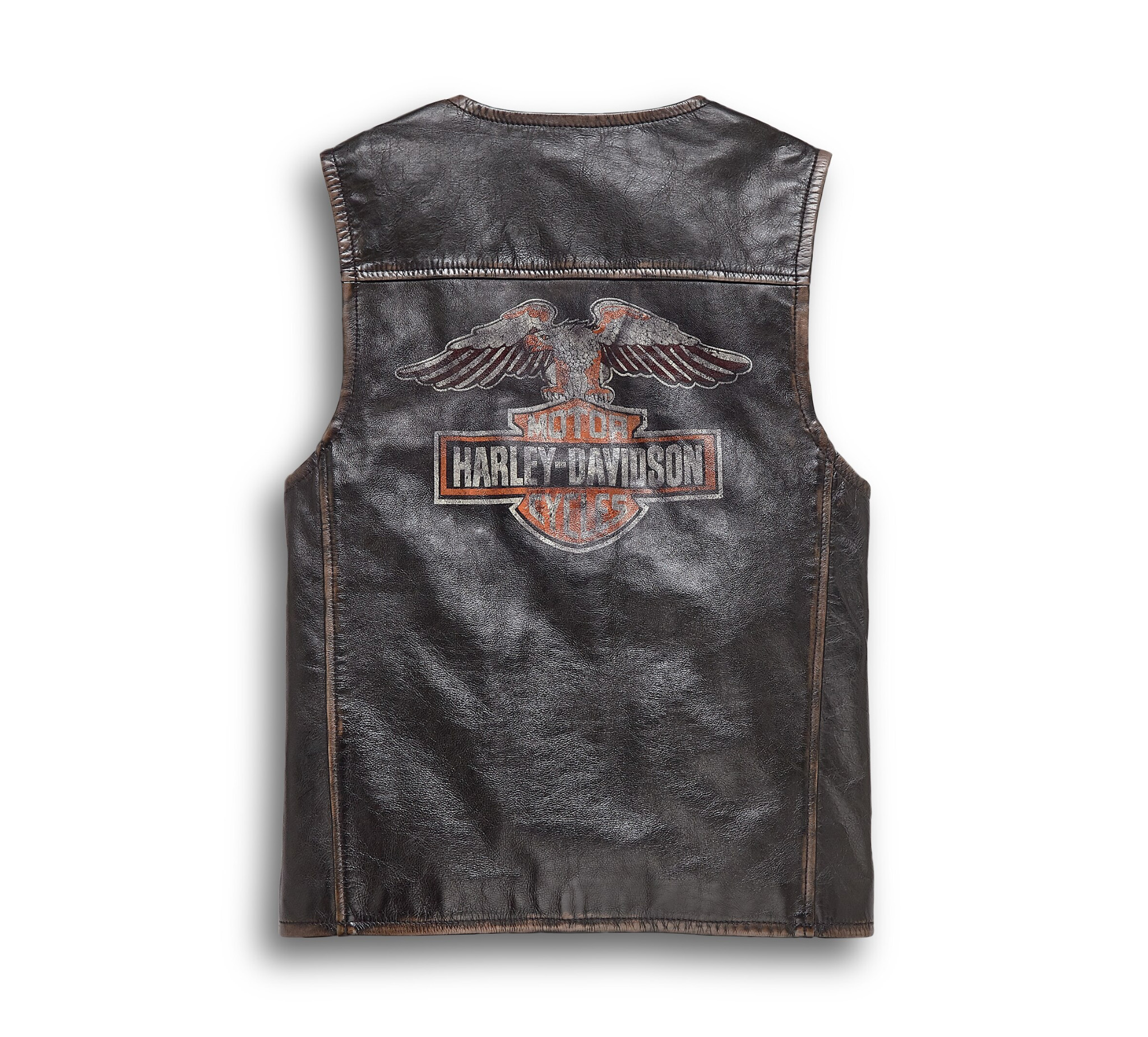 Men's Eagle Distressed Leather Vest