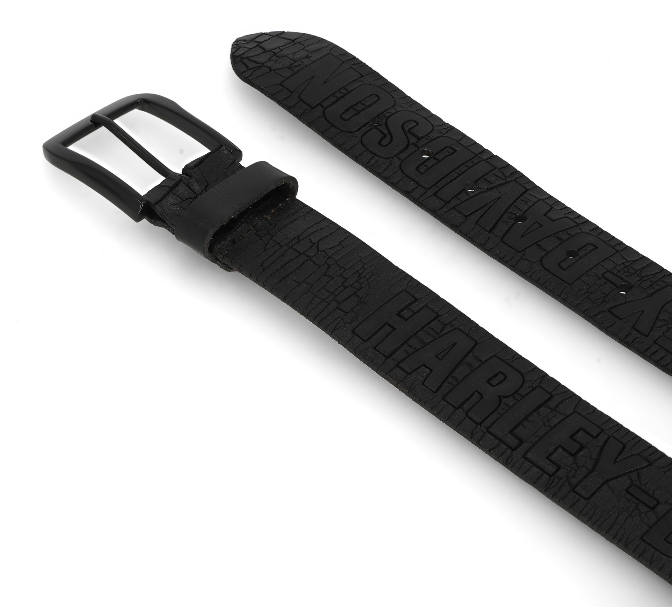 Mens Cracked Earth Raised Harley-Davidson Belt Black