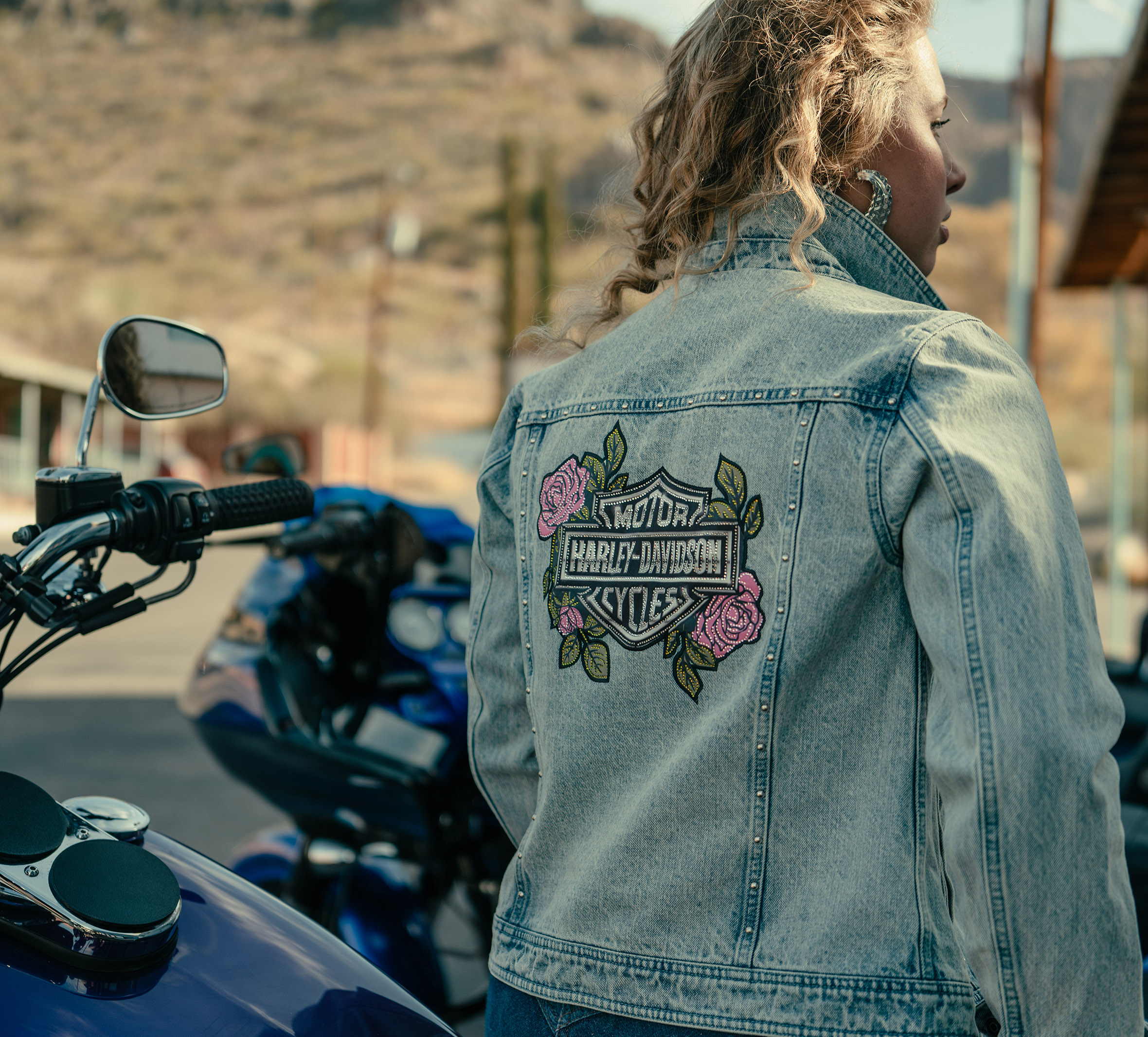 Women's Rose & Thorn Bling Denim Jacket