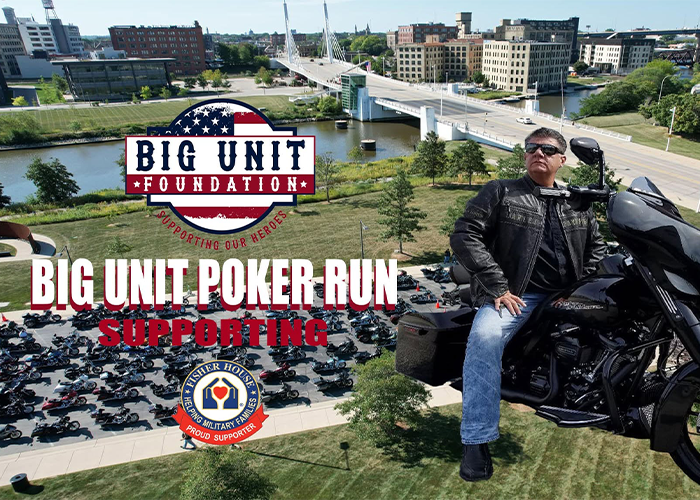 Big unit poker run event image with rider and motorcycle