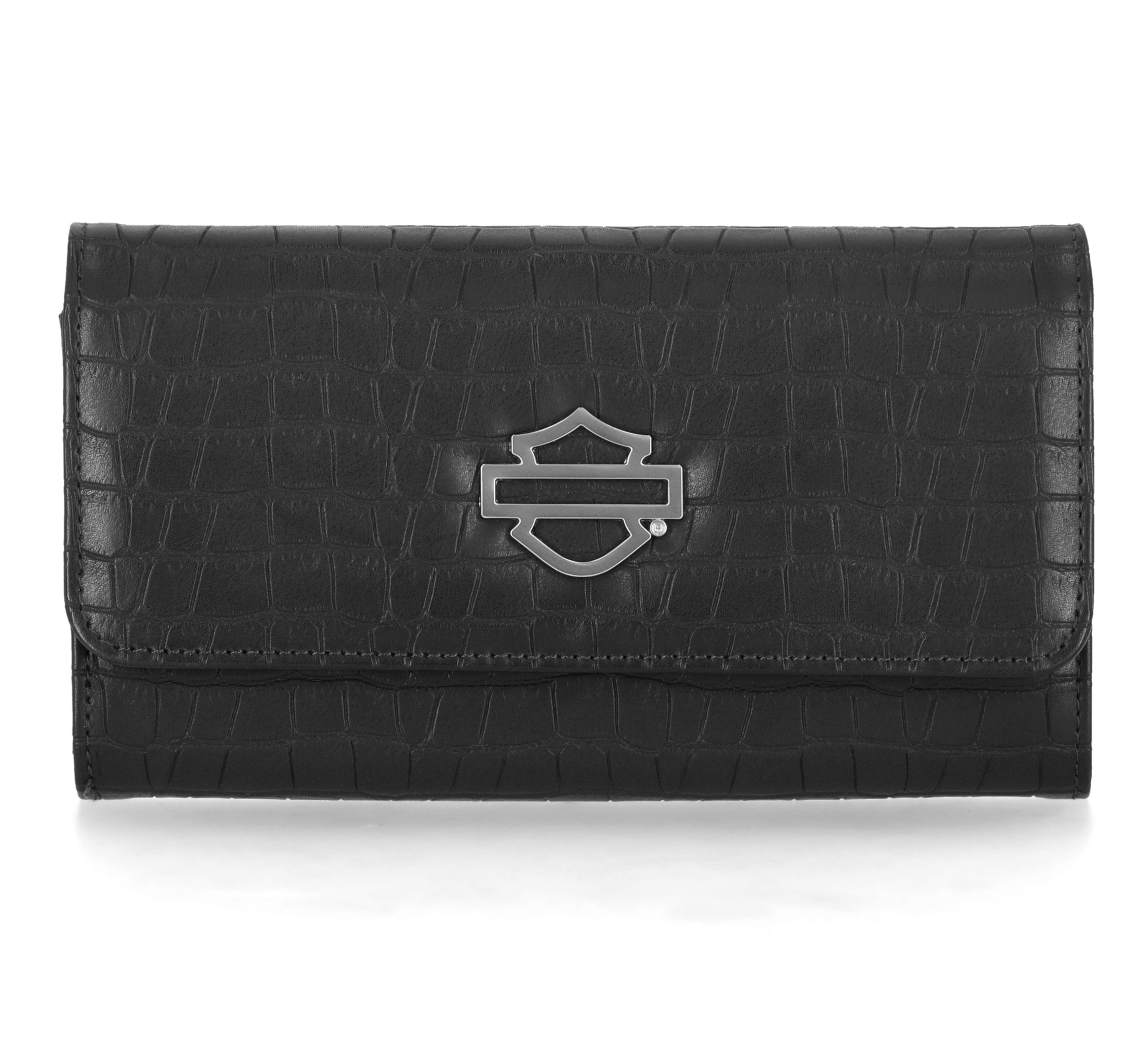Harley-Davidson ブラックレザー長財布 Croco Clutch Wallet | Harley-Davidson USA