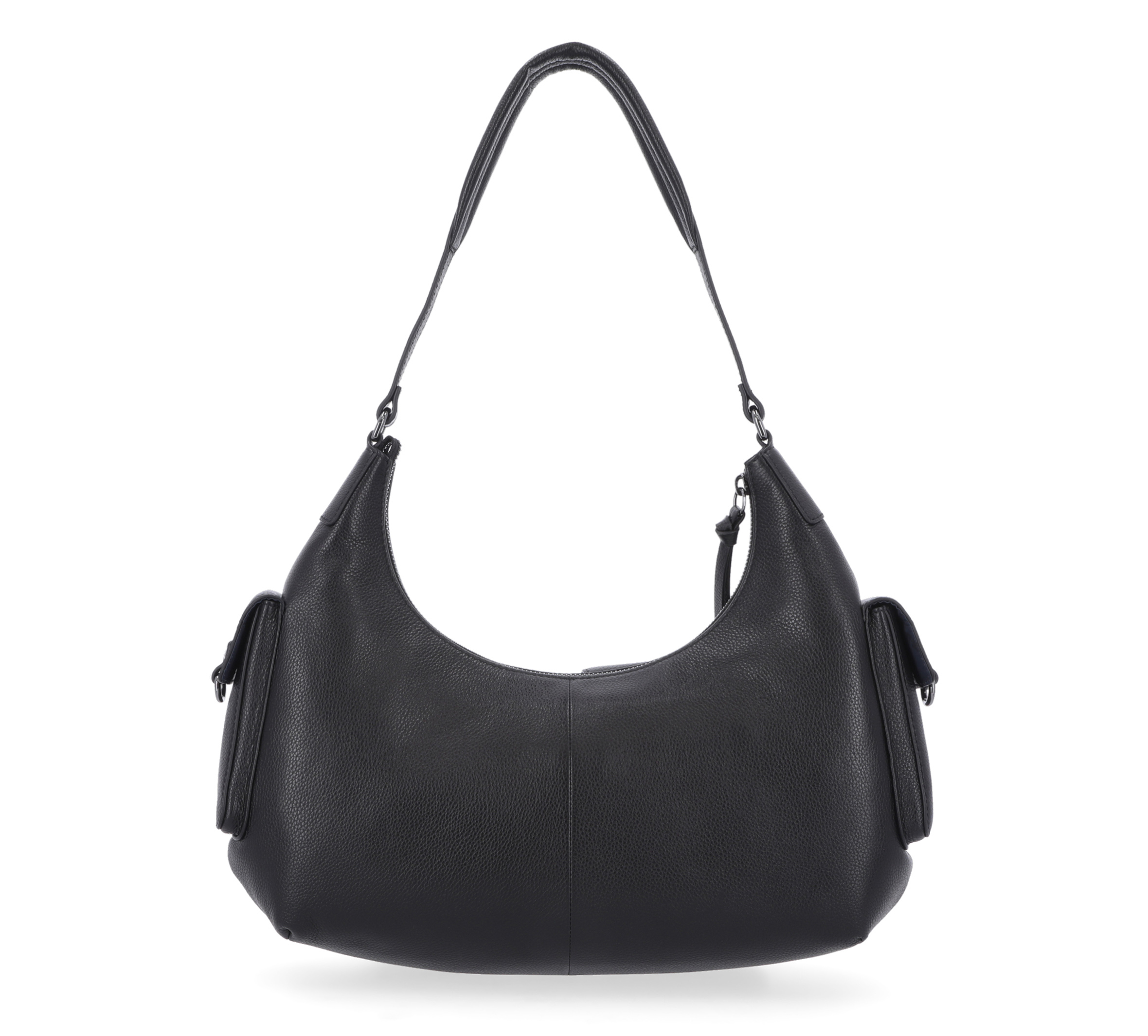 Utilitarian Pebble Leather Hobo Bag