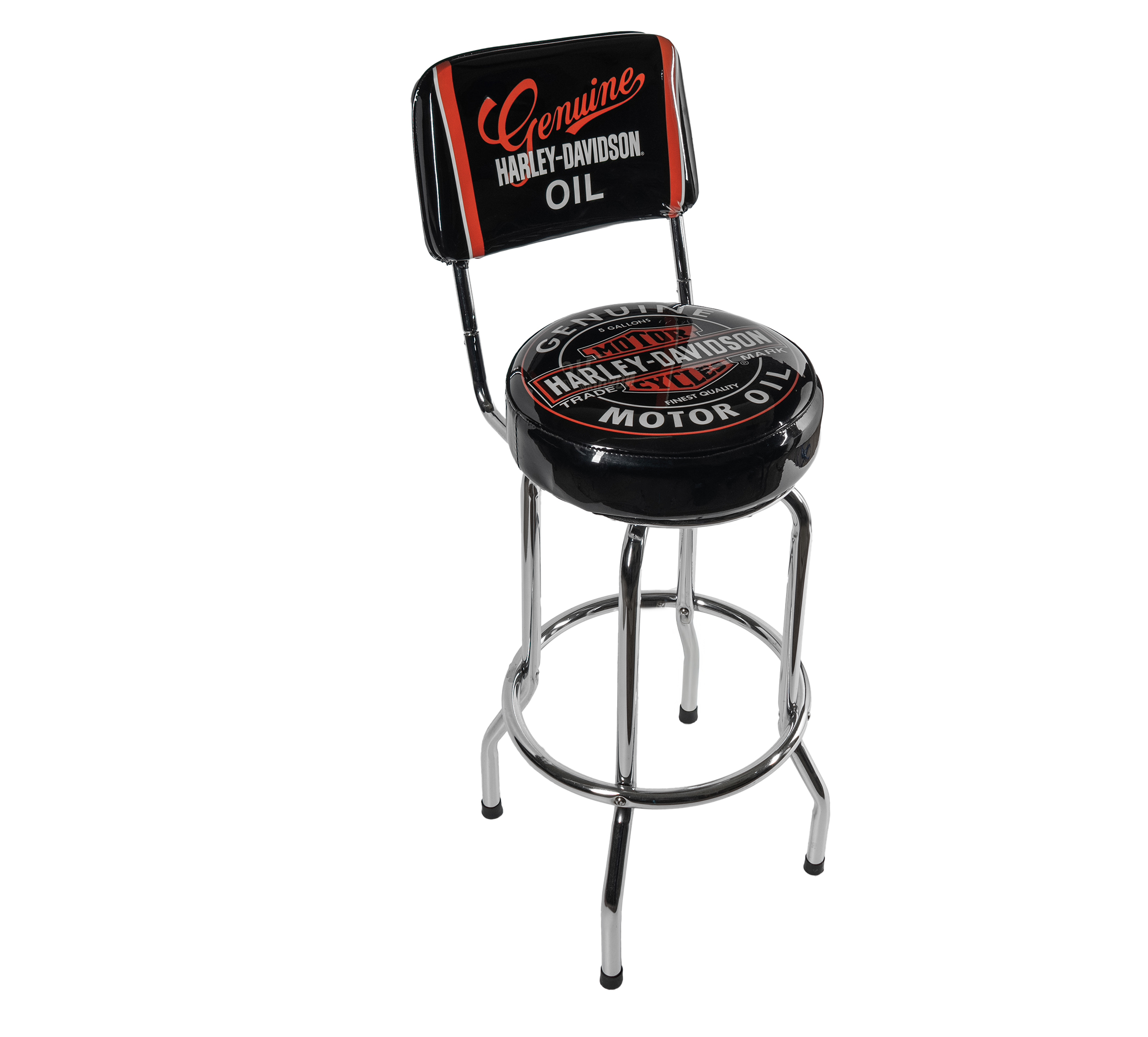 H-D Oil Can with Backrest Bar Stool