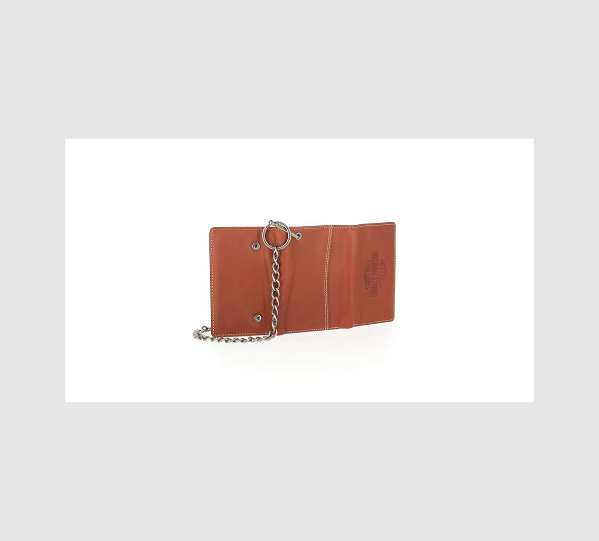 Traditional Bar & Shield Embossed Medium Trifold wallet with Chain