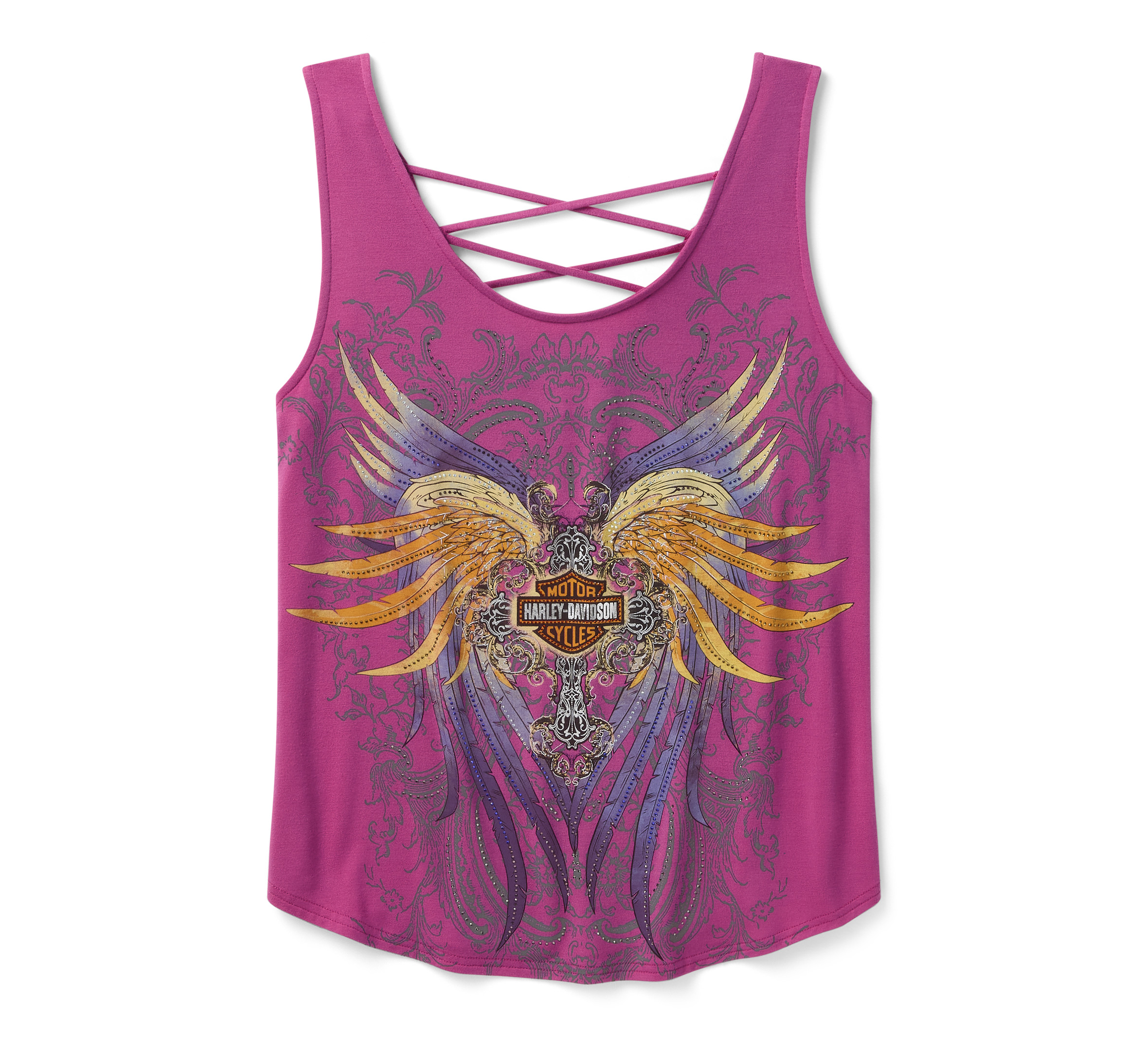 Women's Bling H-D® Moto Wings Laced Back Tank