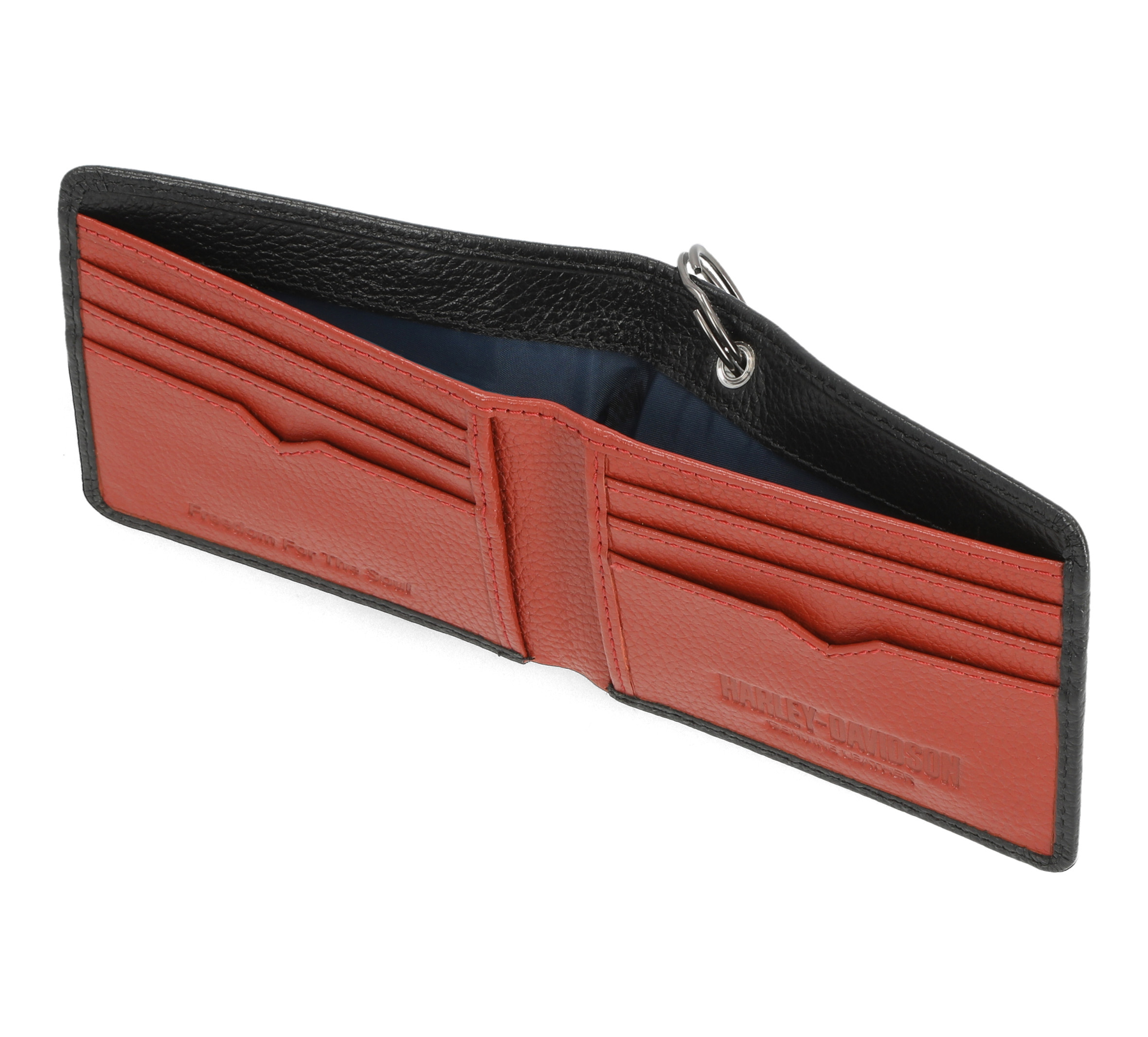 Mens Bar & Shield Core Pebble Billfold Wallet With Chain