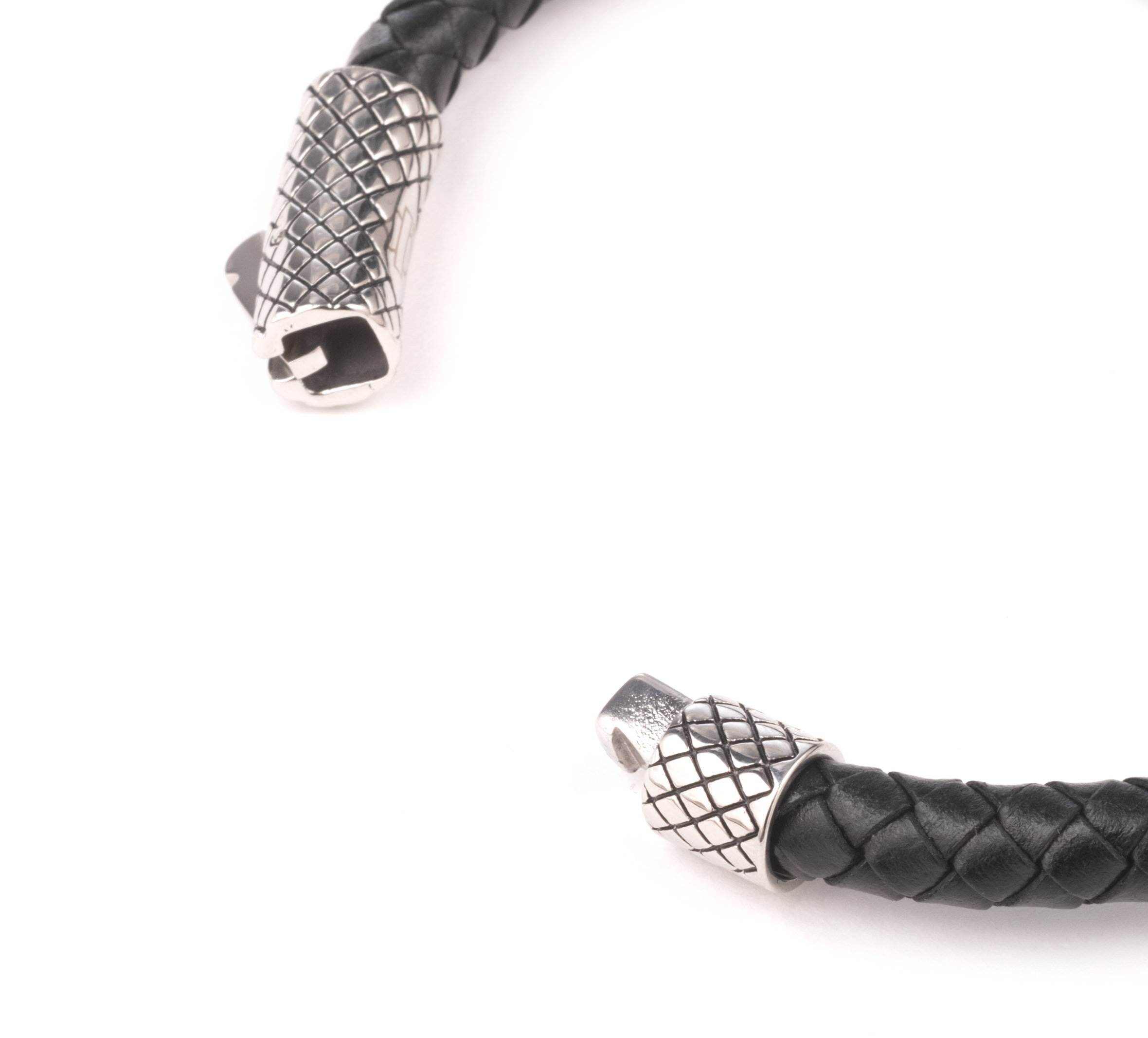 Men's Bar & Shield Braided Leather Bracelet