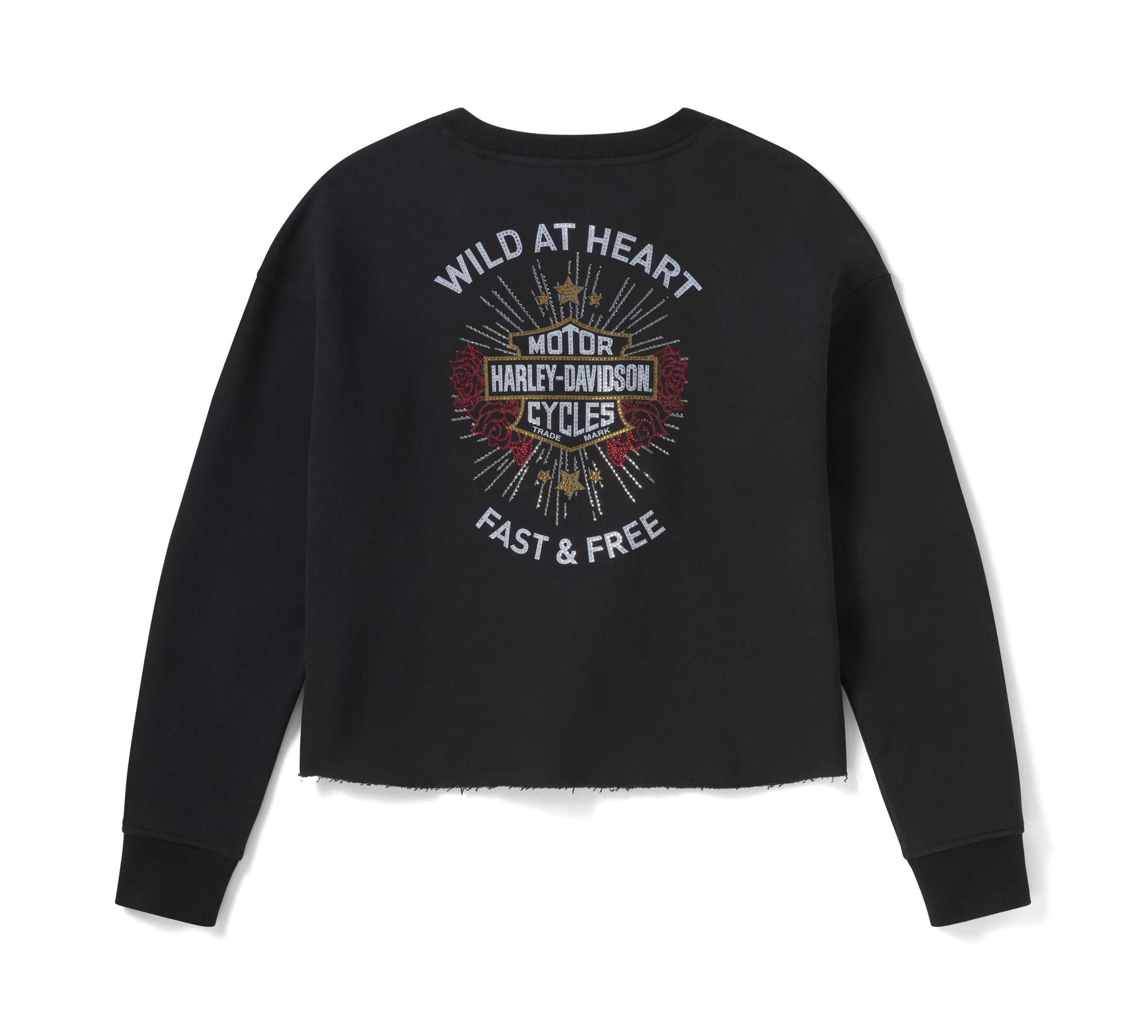 Women's Iron Rose Fleece Crew - Harley Black | Harley-Davidson DK
