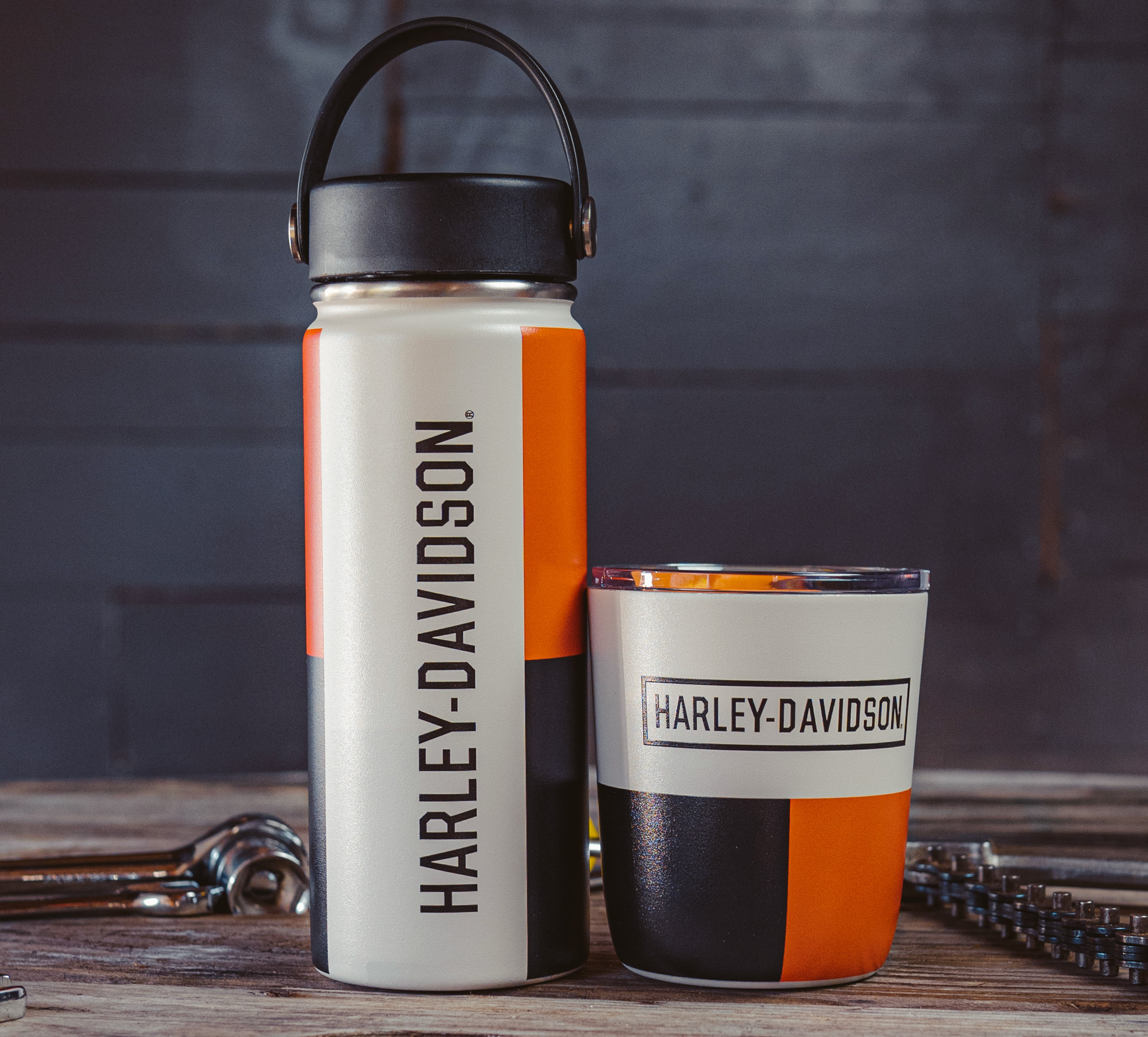 Harley-Davidson Retro Block Travel Mug & Water Bottle Set
