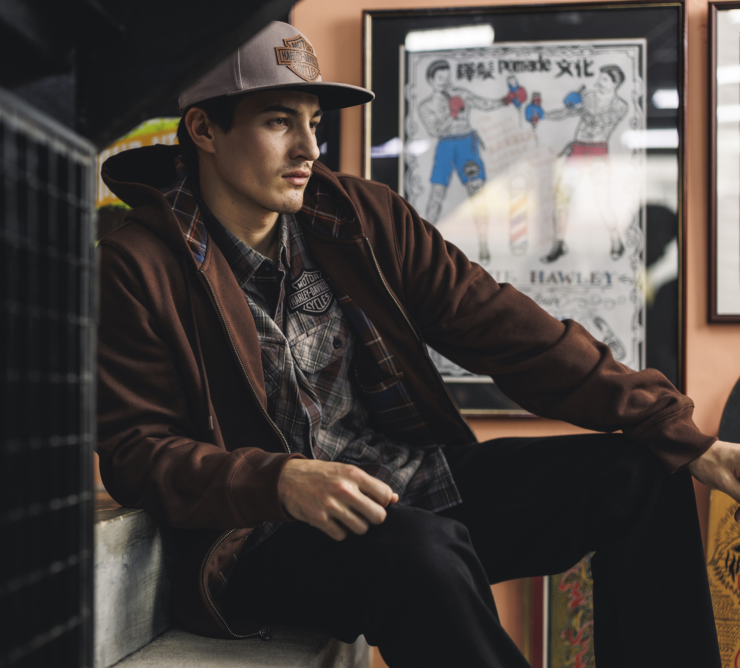 Men's Racer Font Yarn Dye Plaid Shirt