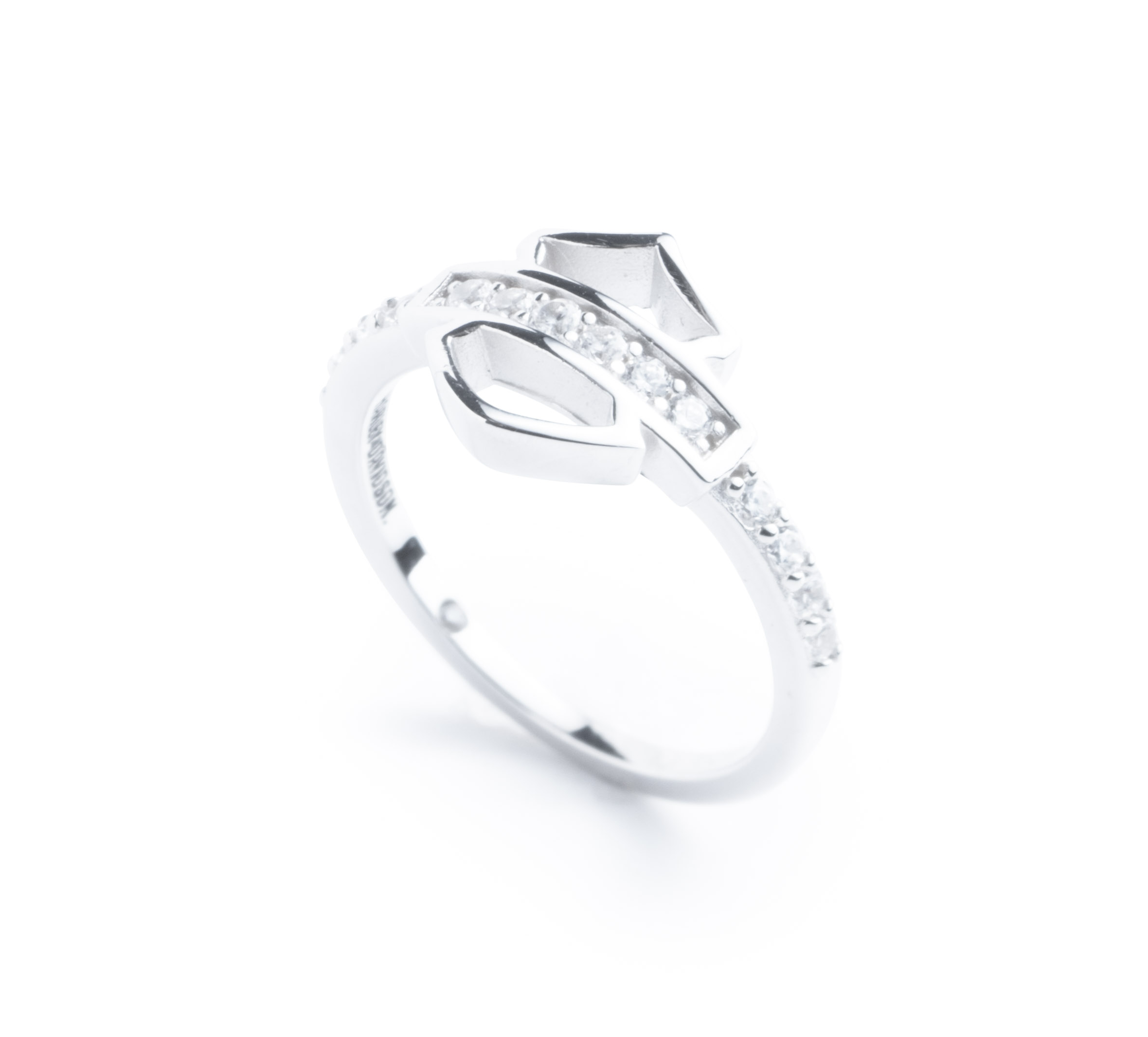 Women's Open Bar & Shield Sterling Silver Logo Ring