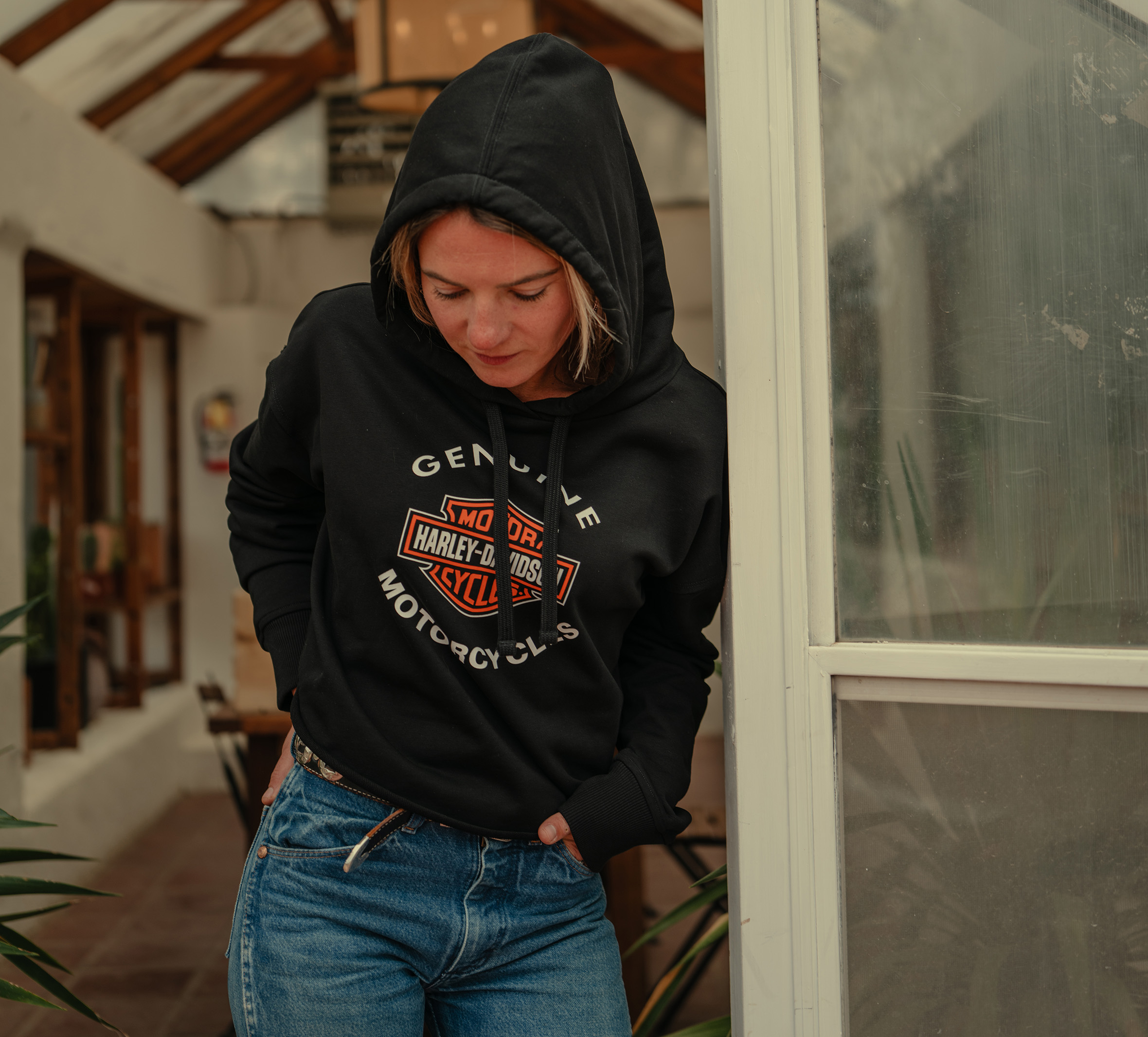Felpa con cappuccio da donna H-D Essential Raw-Edge