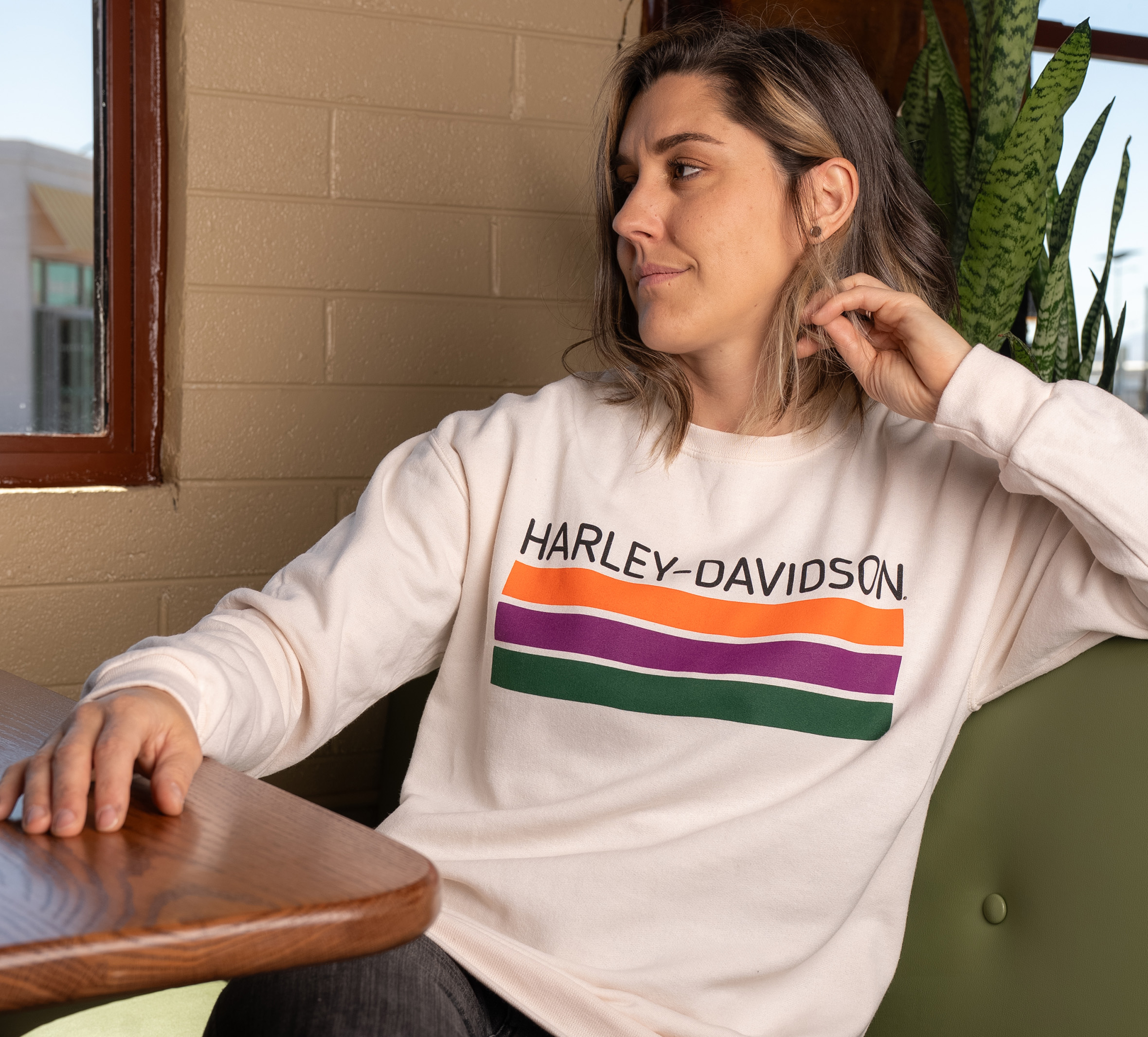 Women's H-D Stripe Midweight Crewneck