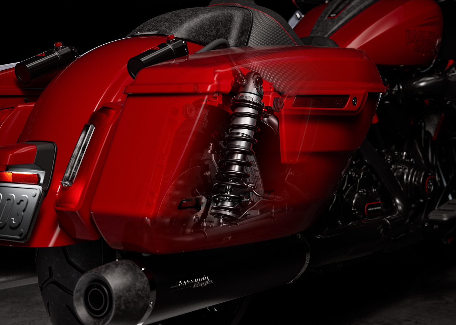 2025 CVO Road Glide ST 모터사이클 리어 쇼크