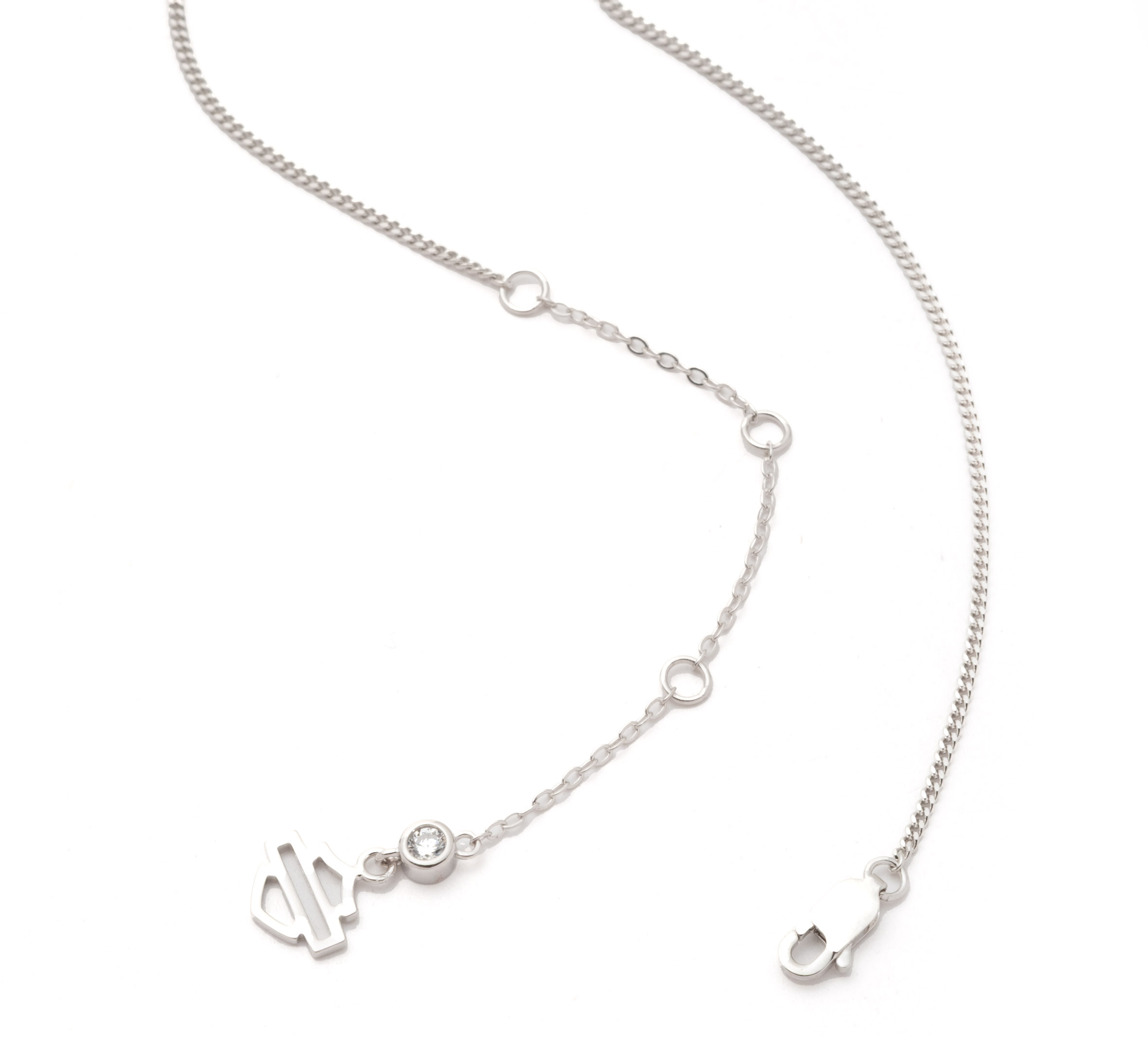 Women's 16" Sterling Silver Open Heart Bar & Shield Charm Pendant